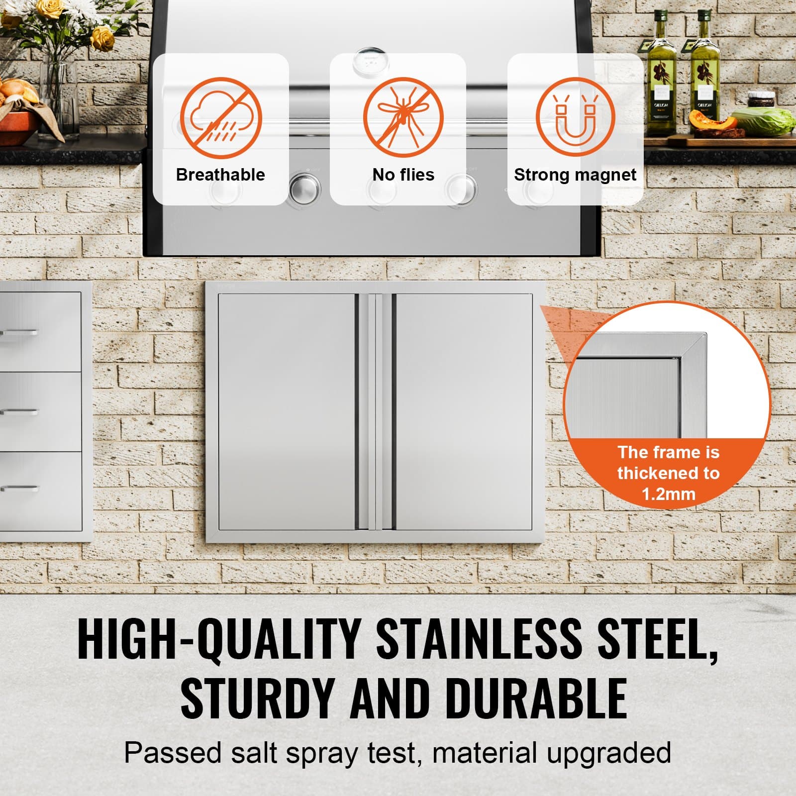 Doppia porta di accesso in acciaio inox per grill 787 x 609 mm