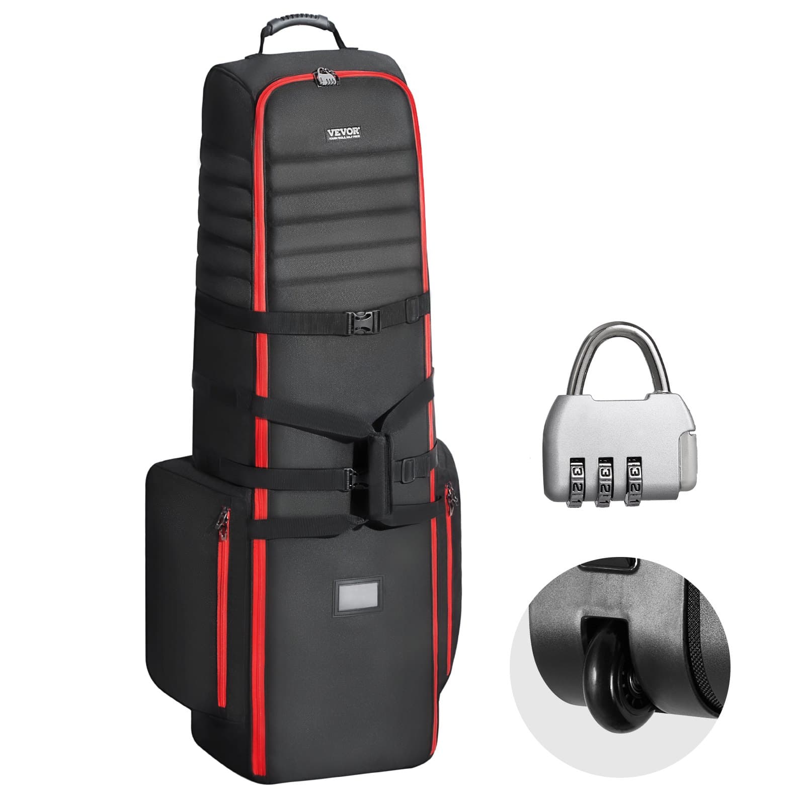 Golf-Reisetasche mit Rädern wasserdicht rot-schwarz