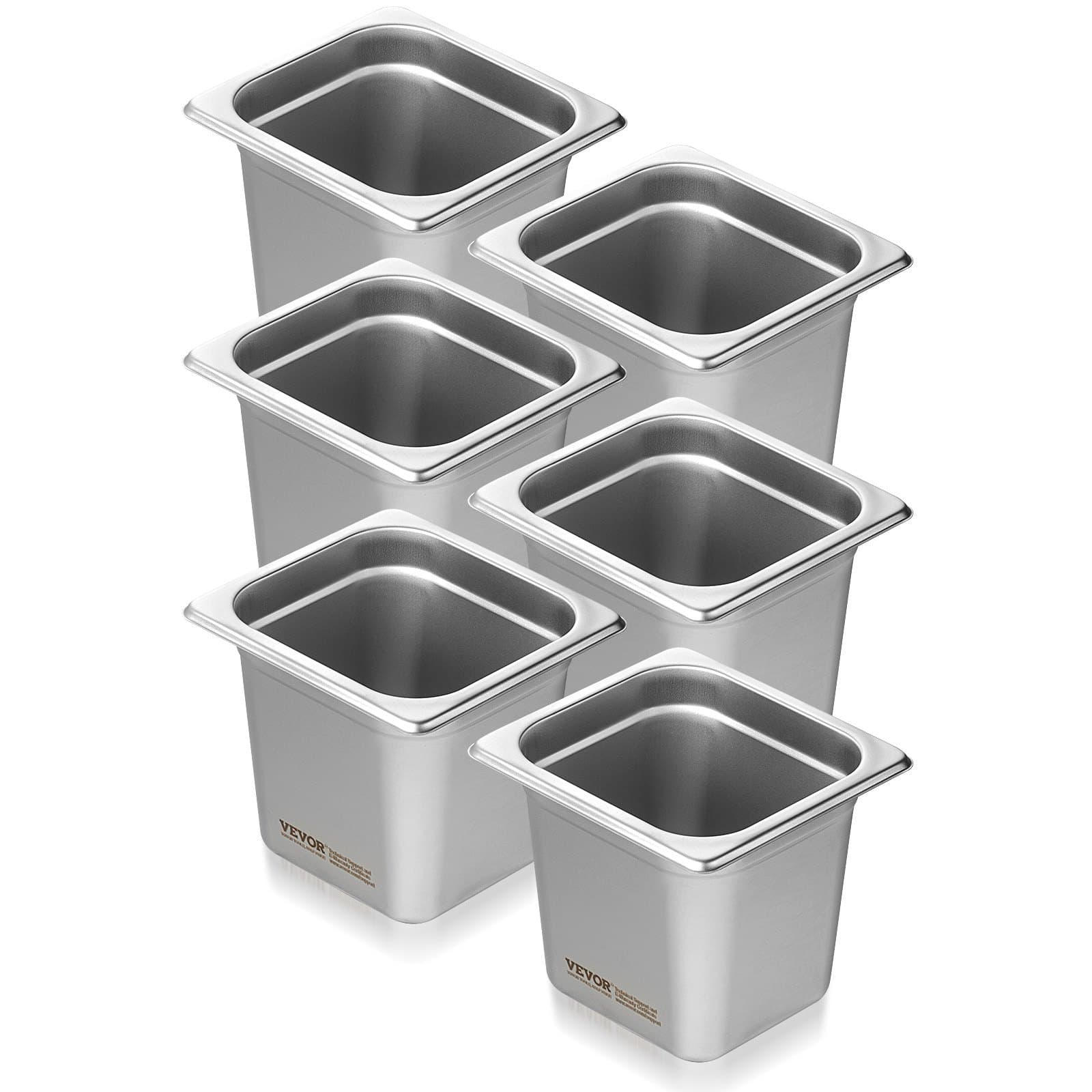 Set de bacs Gastronorm en inox, taille 1/6