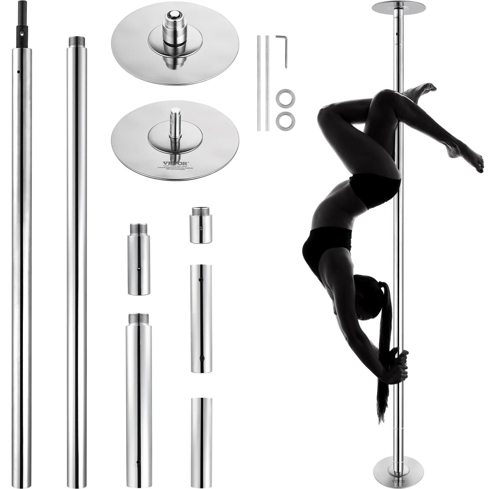 Barra de pole dance ajustable plata