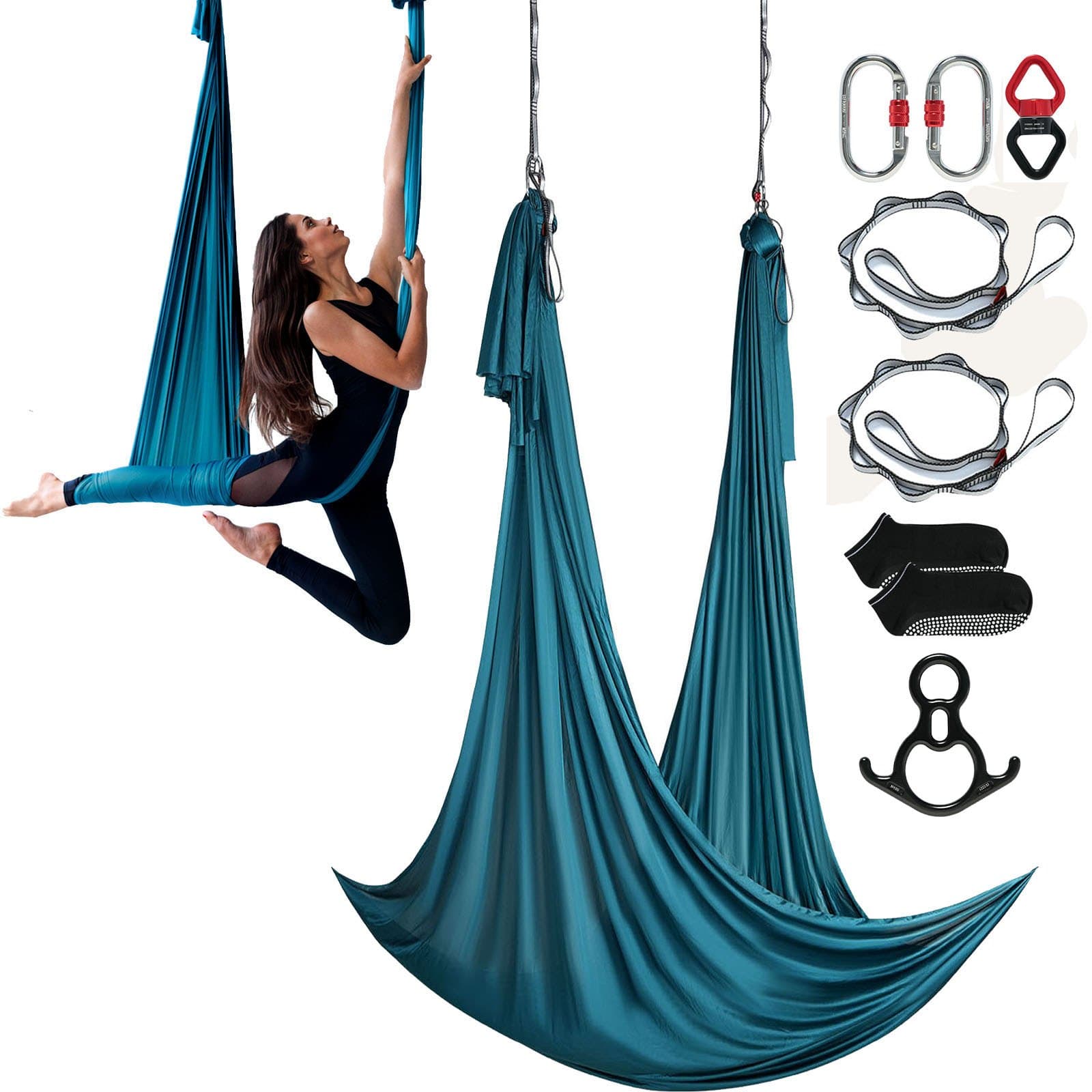 Aerial Yoga Hängematte Set 10 x 2,8 m Grün