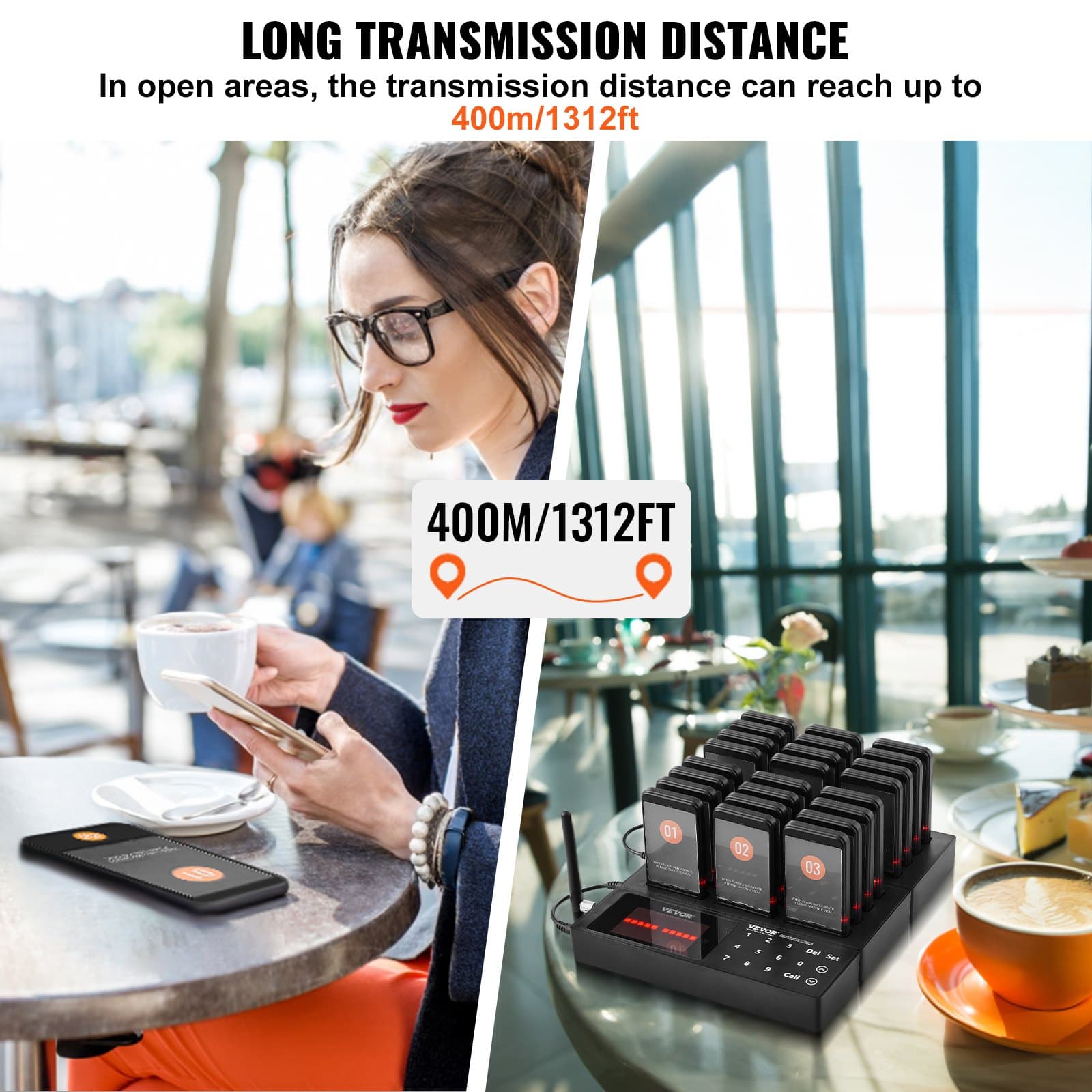 Système de pager sans fil pour restaurant avec 24 bipers