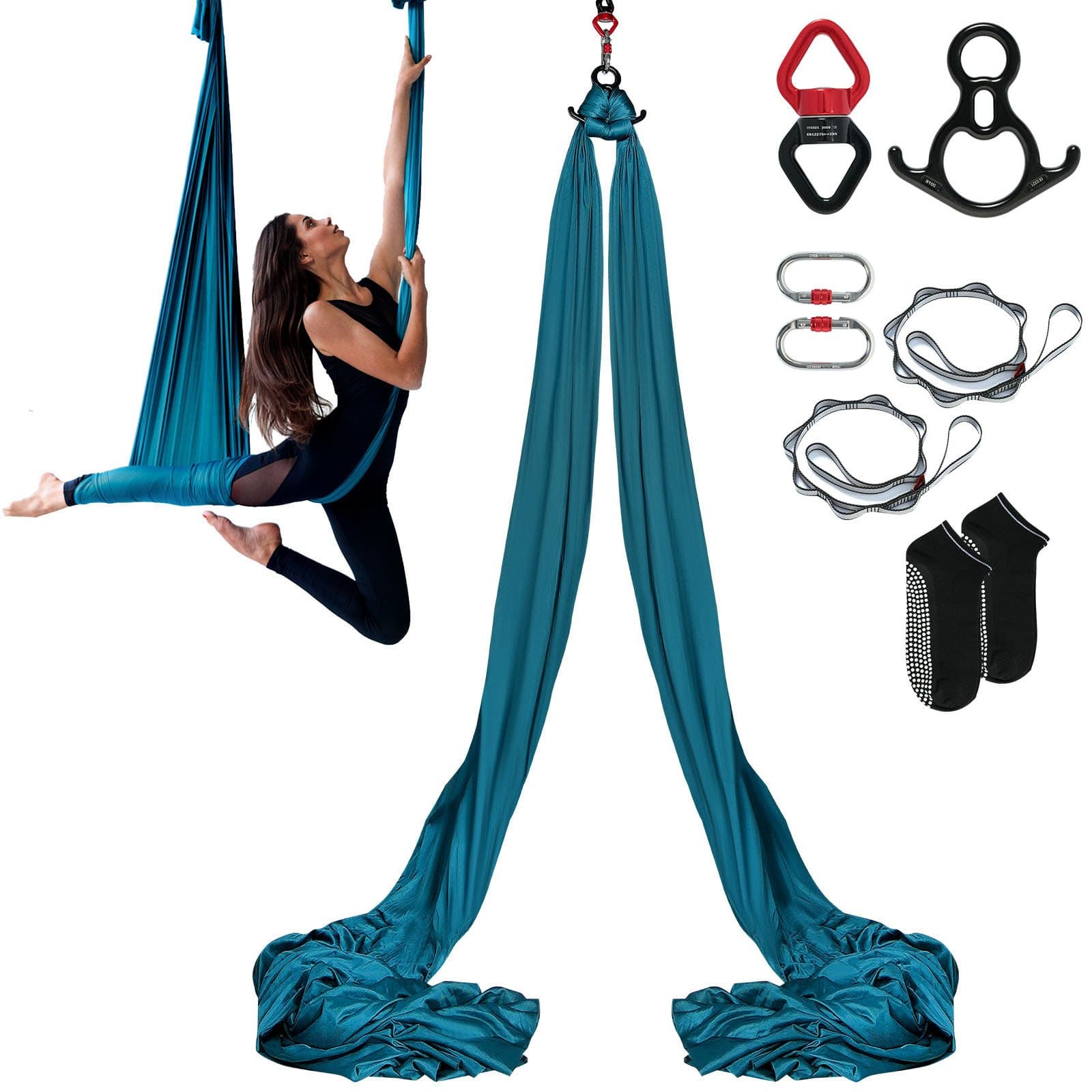 Aerial Yoga Hängematten-Set 8 x 2,8 m Grün