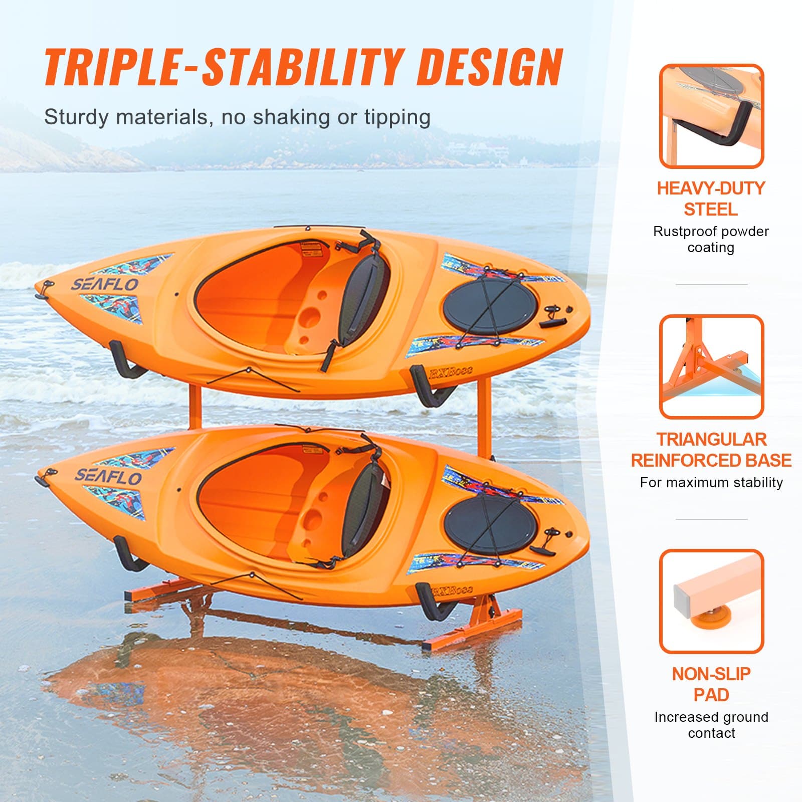 Soporte kayak autoportante para dos kayaks