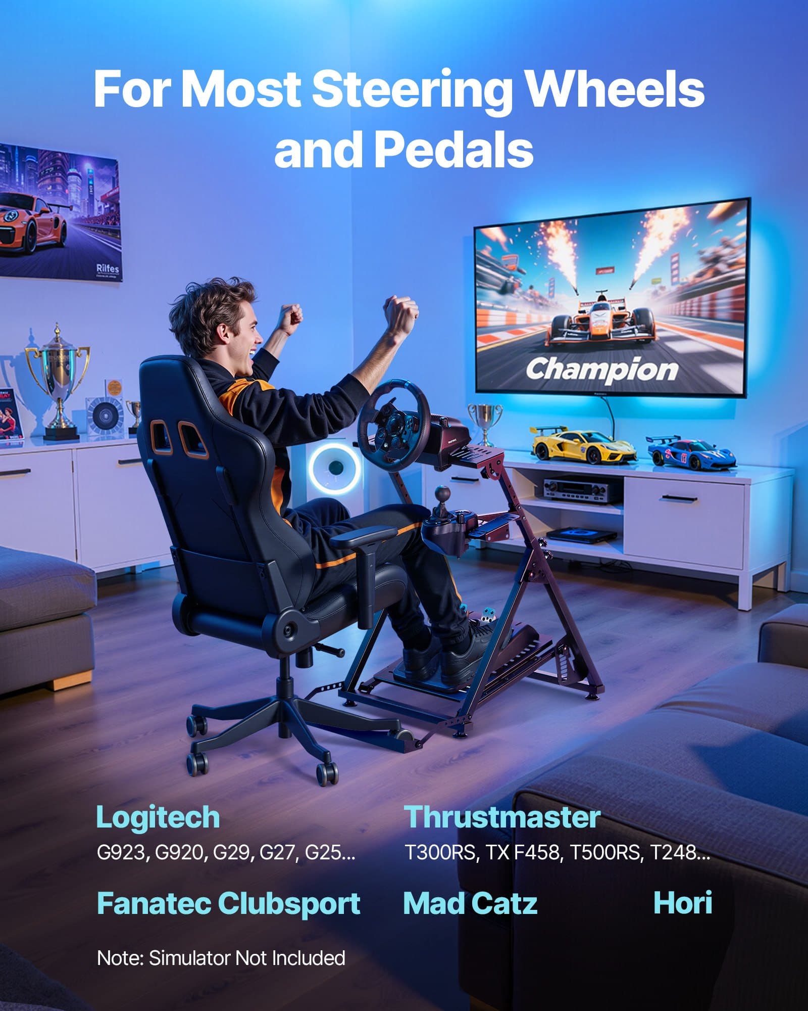 Support de volant réglable et pliable pour cockpit de jeu