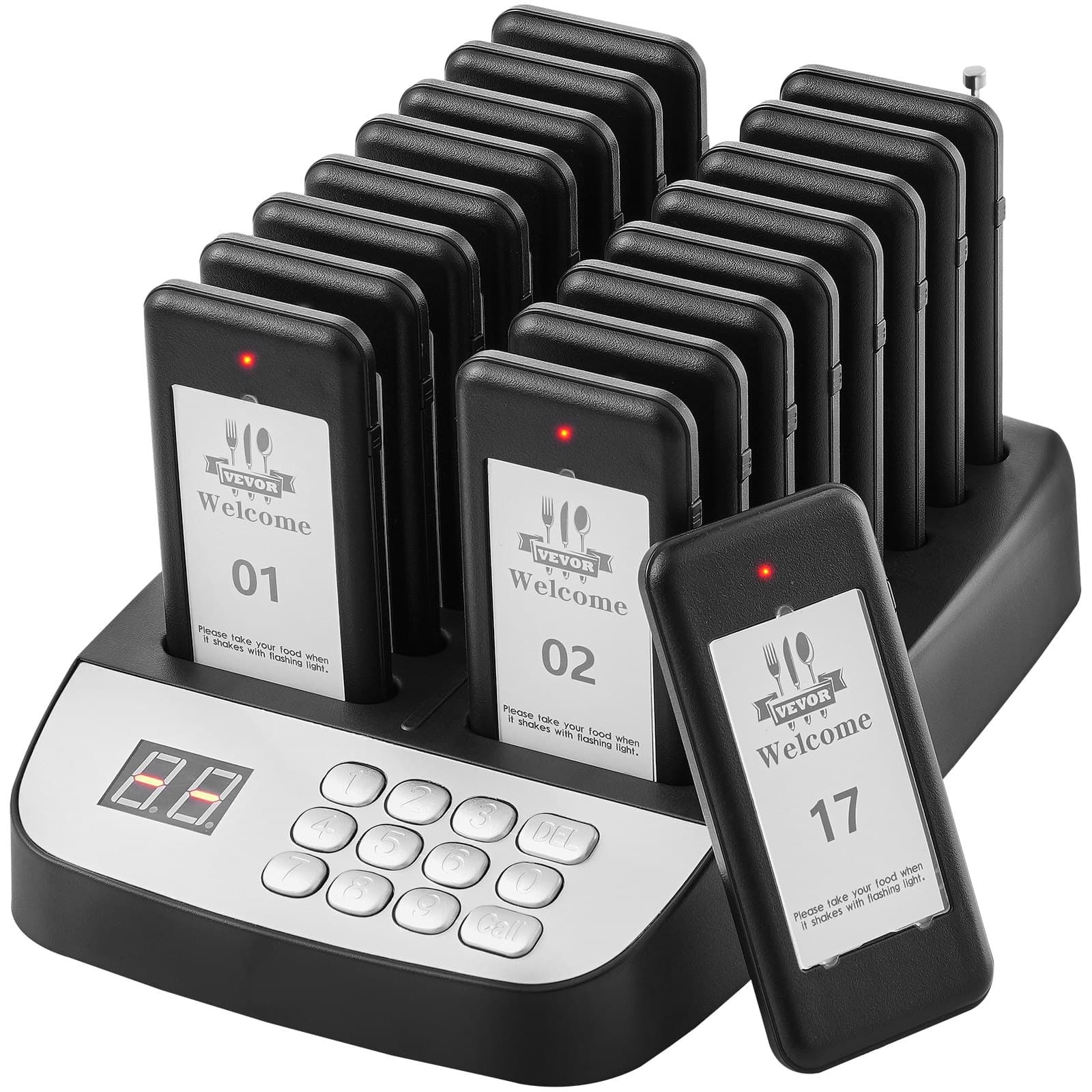 Système de pagers sans fil pour restaurant, 16 bipers