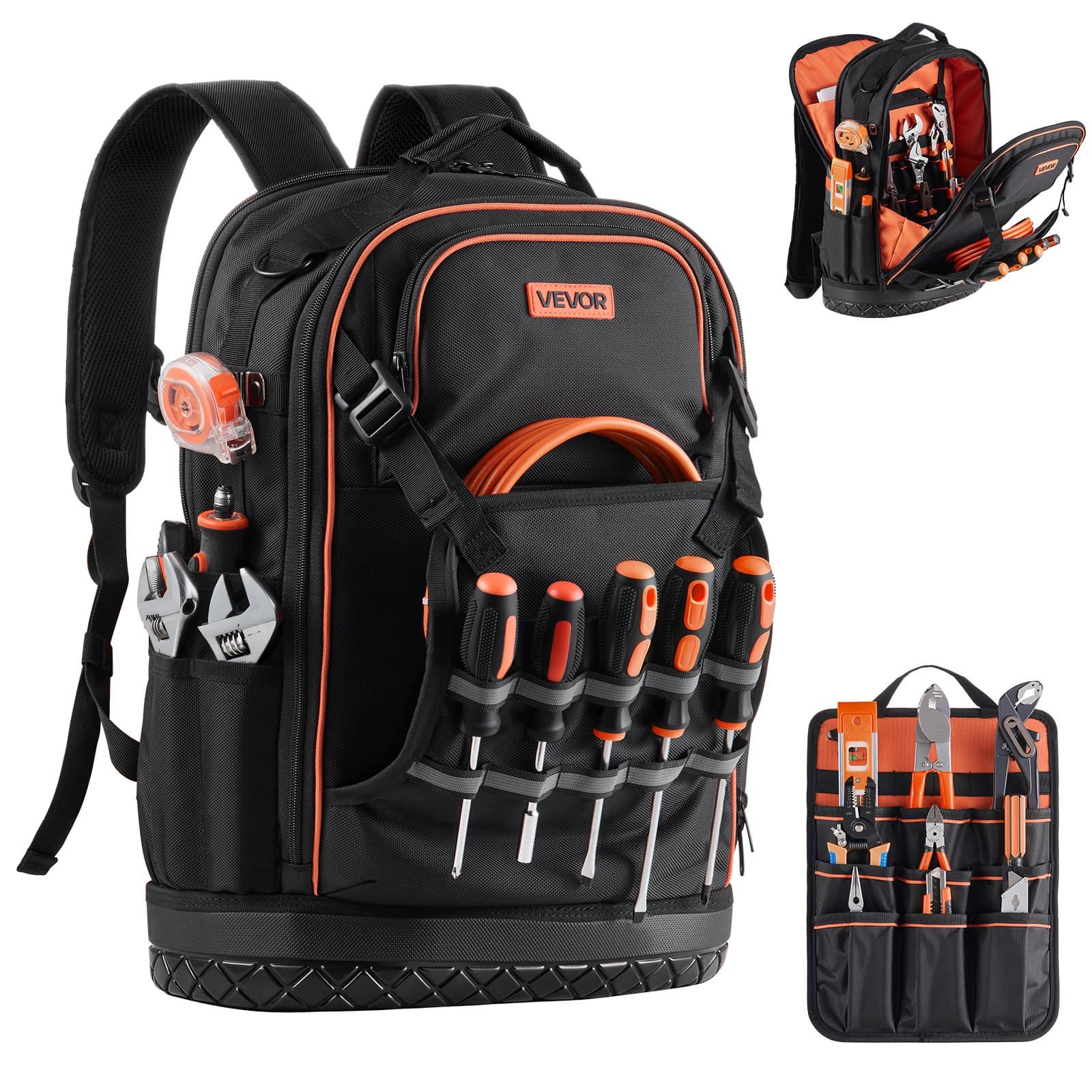 Werkzeugrucksack mit 65 Taschen und Laptopfach