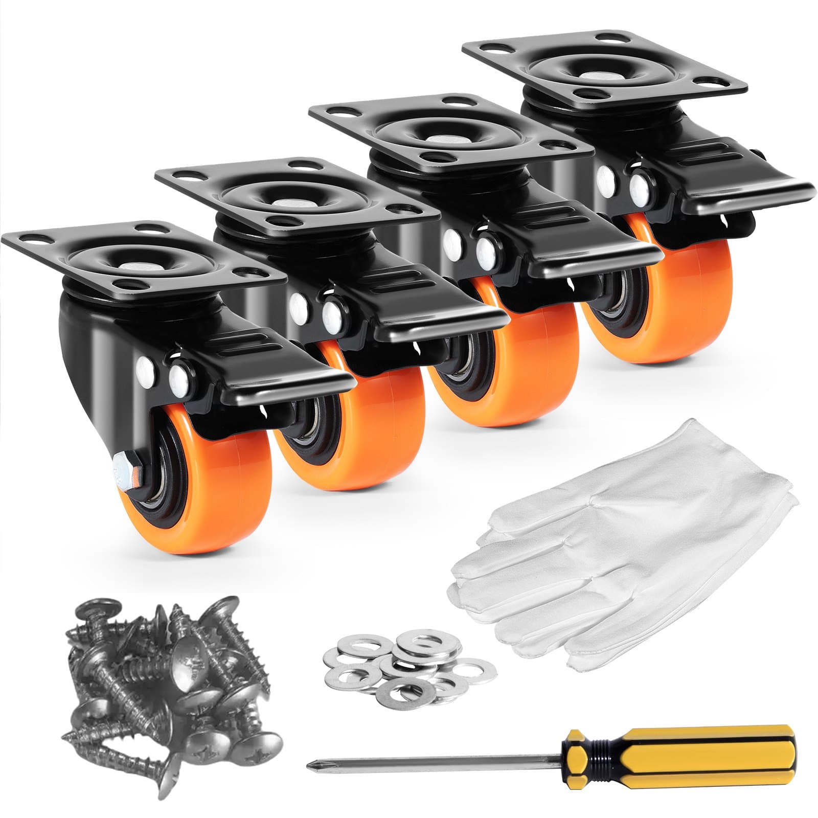 Möbelrollen 4er-Set Lenkrollen PVC 50,8 mm 272 kg