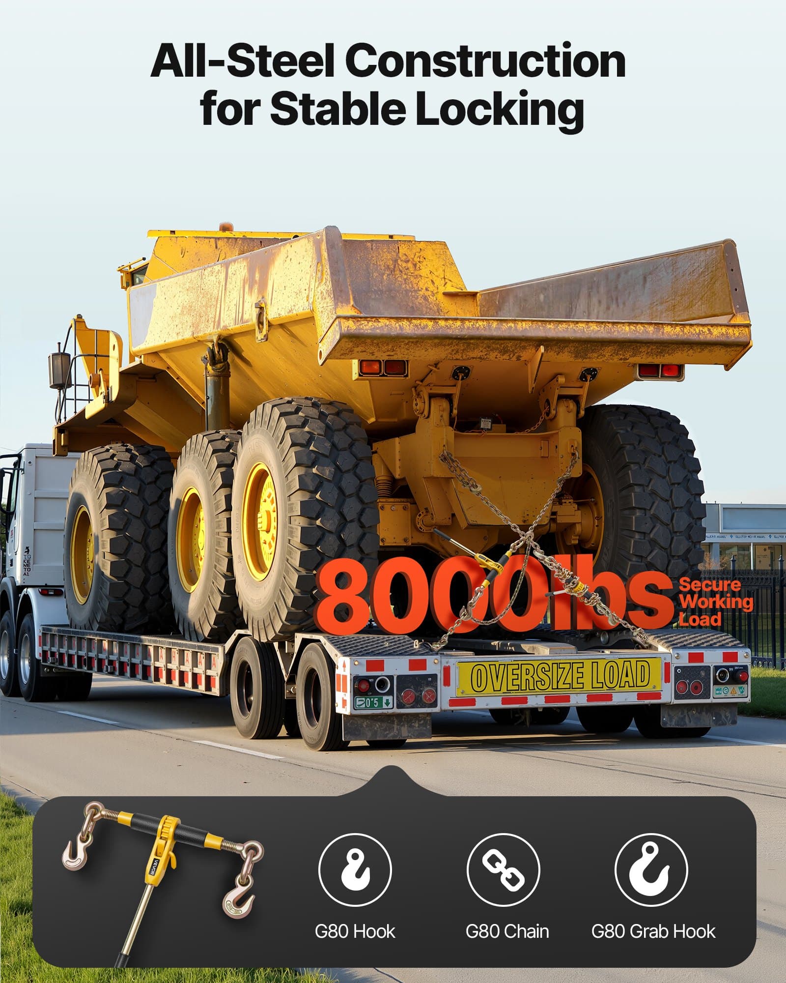 Ratschenspanner mit Zurrketten G80 8 mm x 3 m, 2er-Set