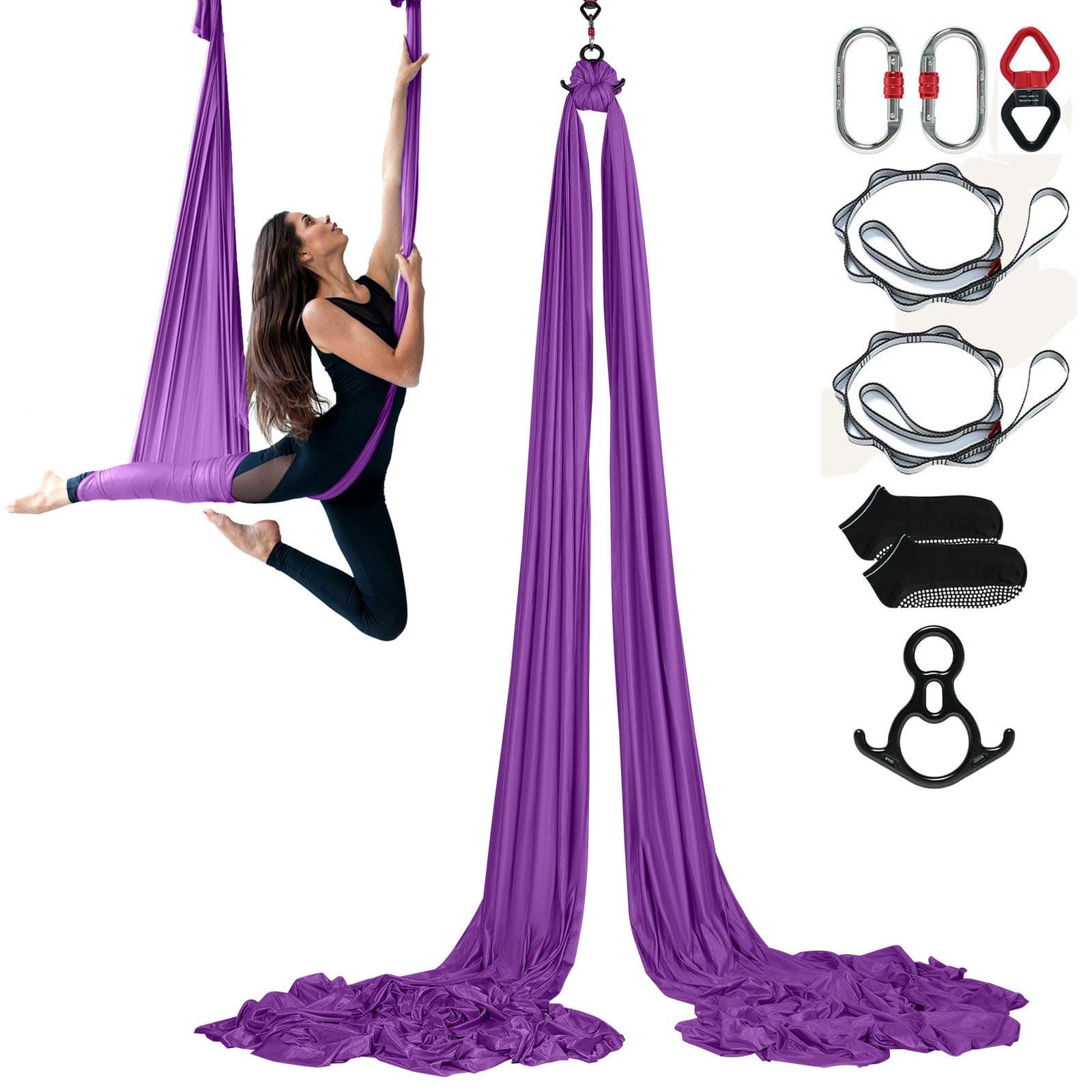 Aerial Yoga Hängematte Set 8 x 2,8 m lila