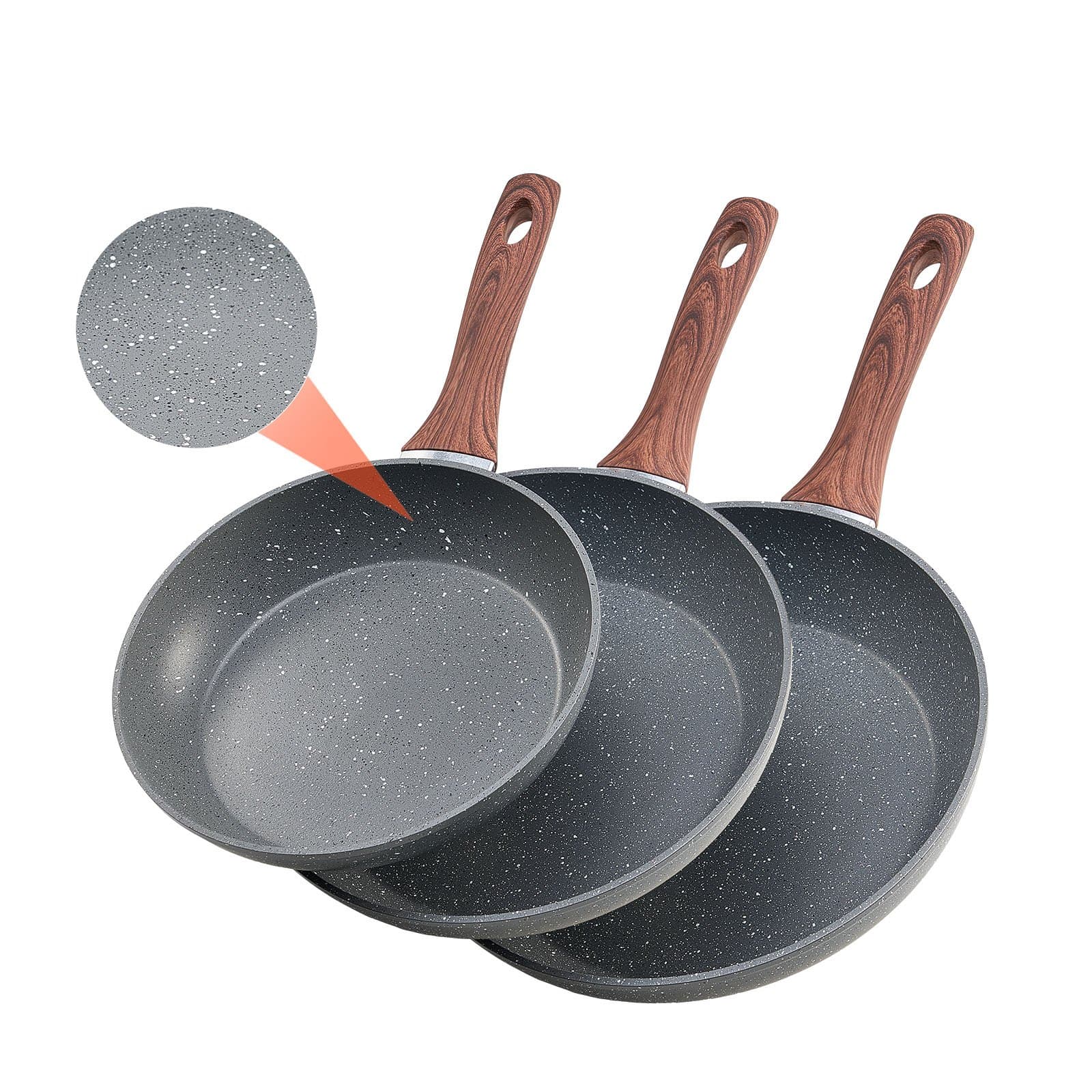 Frying Pan Set, 3 Pieces, 250 / 280 / 325 mm, Aluminium, Non-Stick
