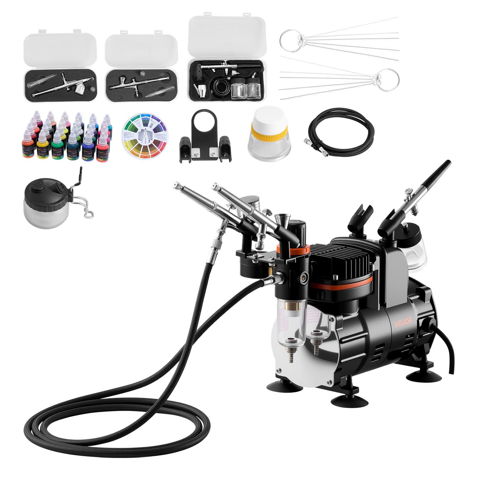 Airbrush Set 1/6 HP with Air Compressor and 3 Guns