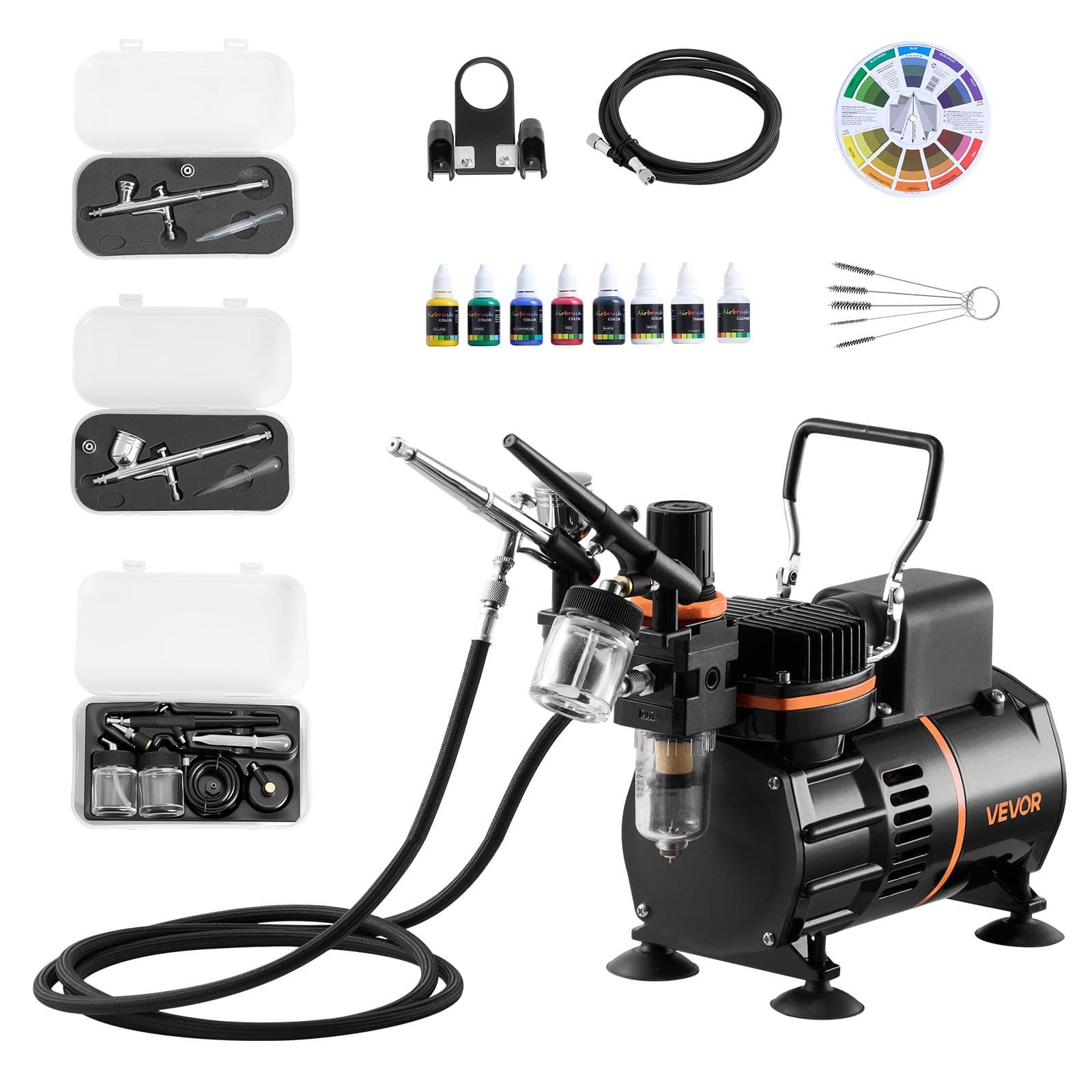 Airbrush Set 1/6 HP with Air Compressor and 3 Pistols