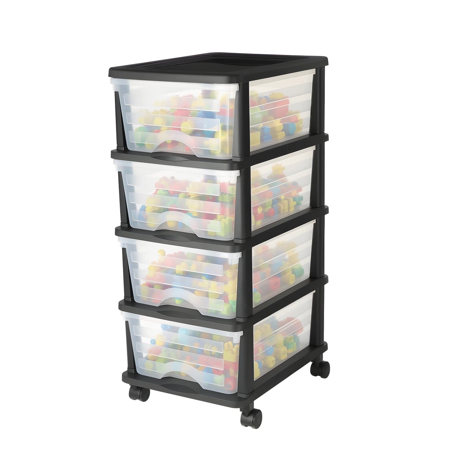 Schubladenwagen Schubladenschrank Mit 4 Schubladen (17 L / Per), Rollbarer Schubladen-Container Schubladenbox Mit Durchs