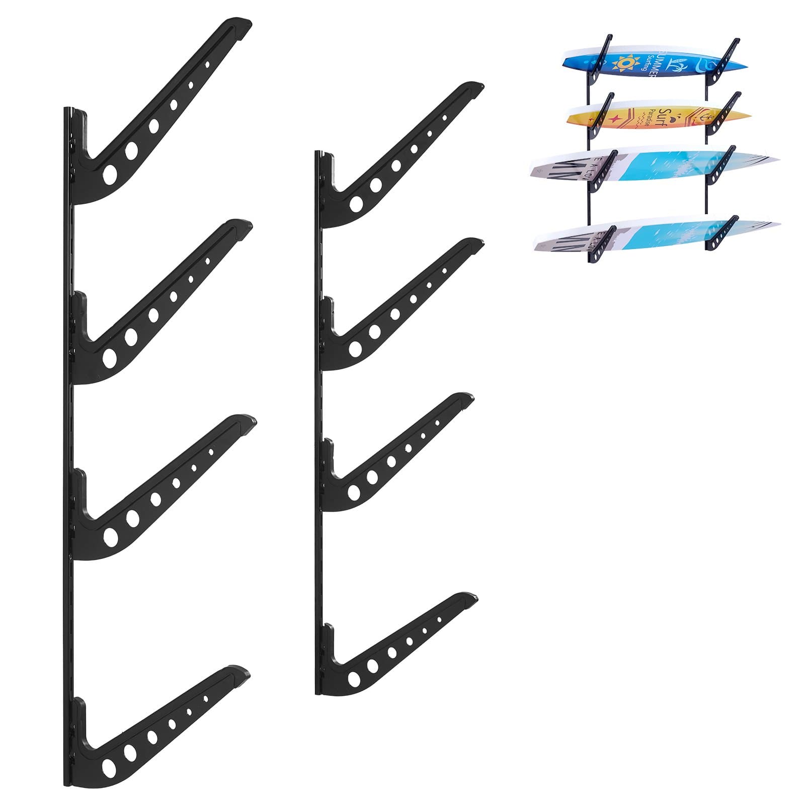 Soporte de pared ajustable para tabla de surf con 4 niveles