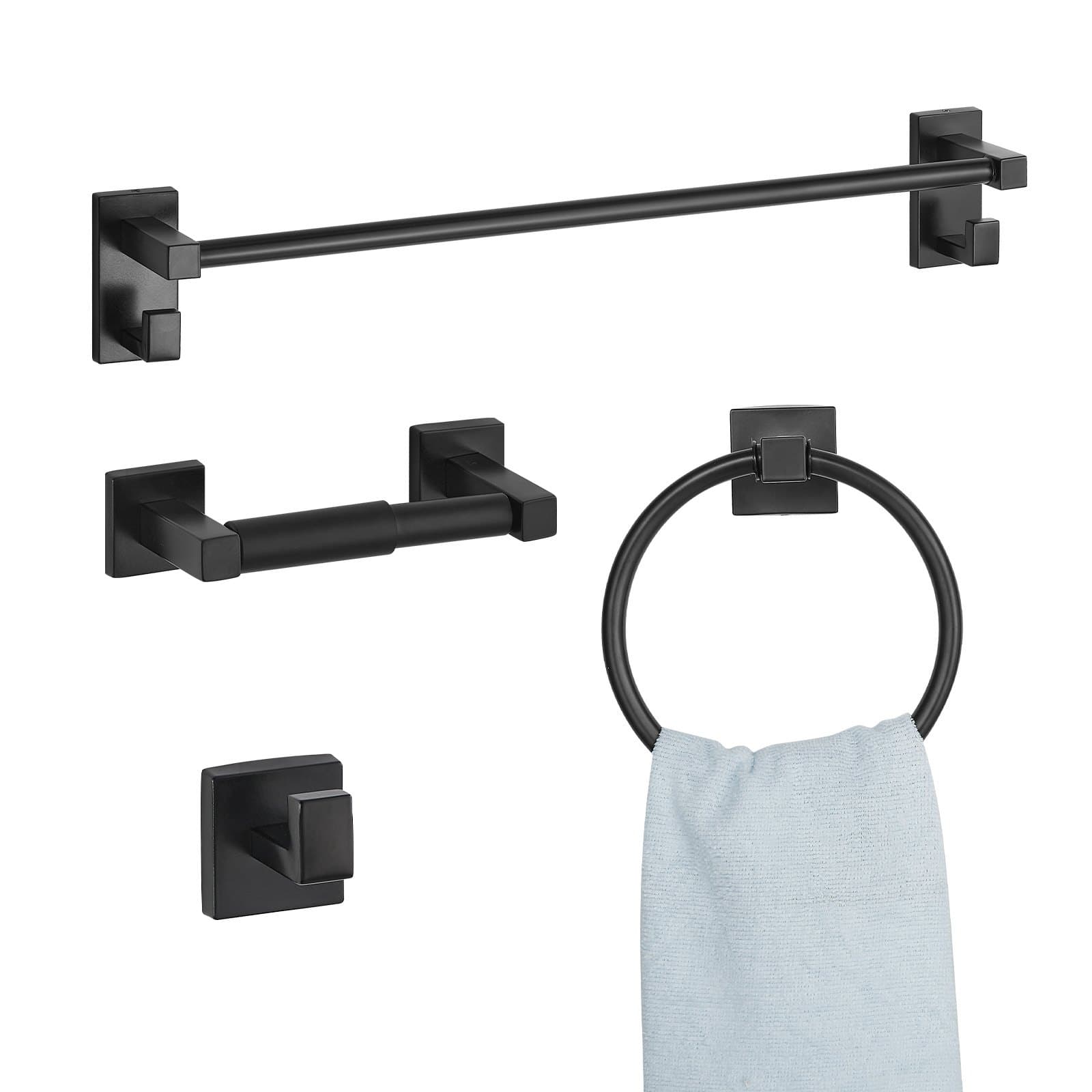 Juego de baño de acero inoxidable de 4 piezas para montaje en pared