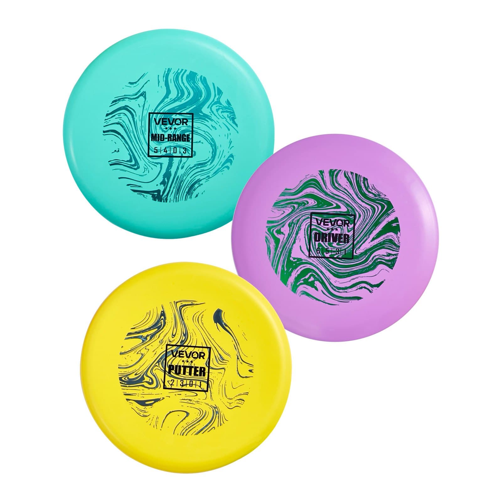 Discgolf-Set Starterset, 3 Stück, mit Putter, Mid-Range und Driver