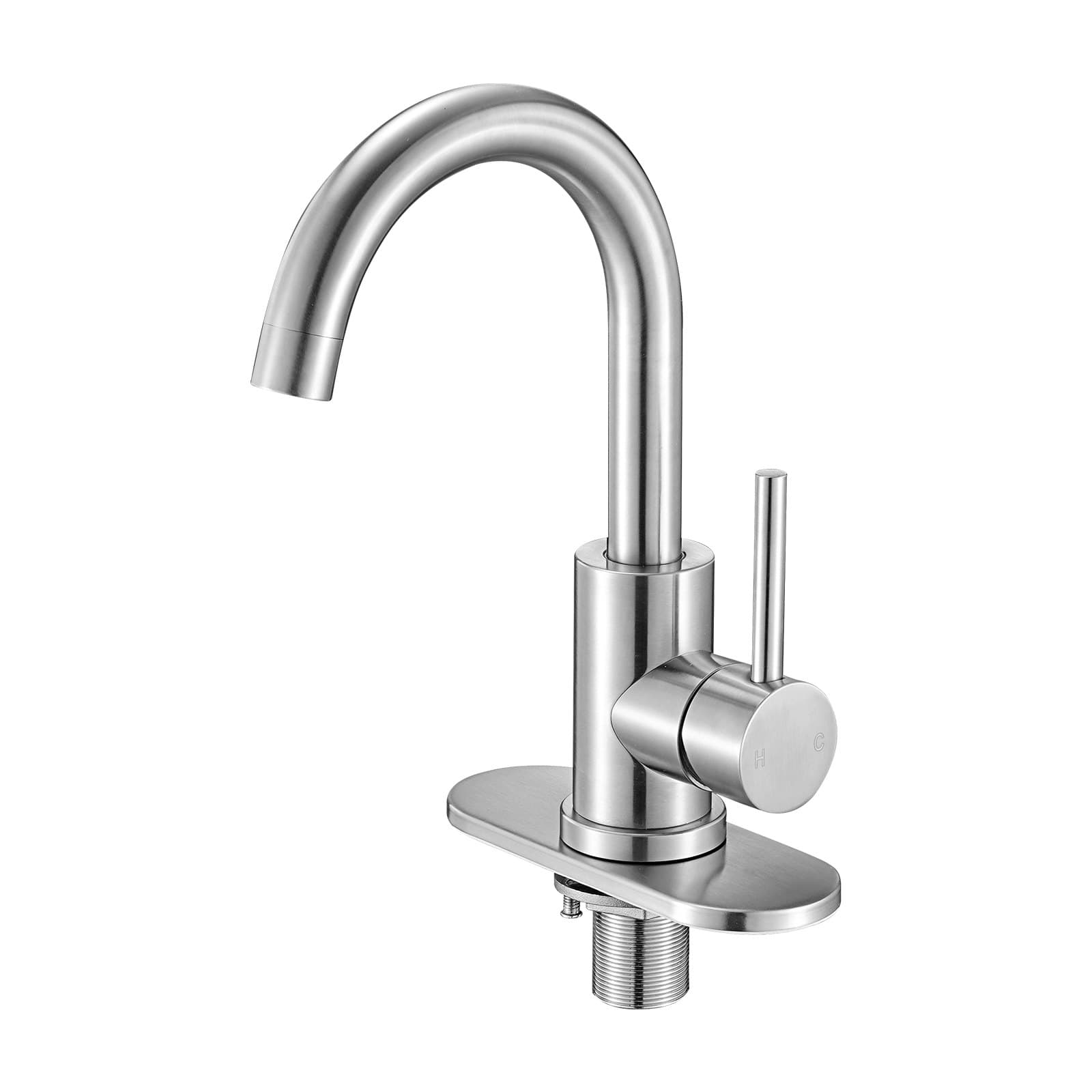 Monomando lavabo níquel cepillado alto