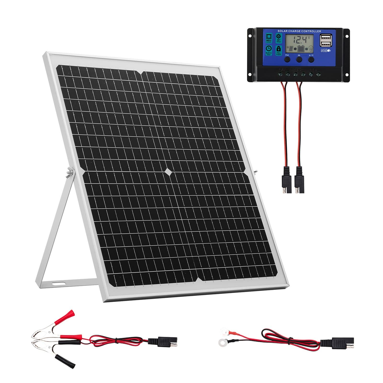 Kit panneau solaire monocristallin 12V avec régulateur MPPT