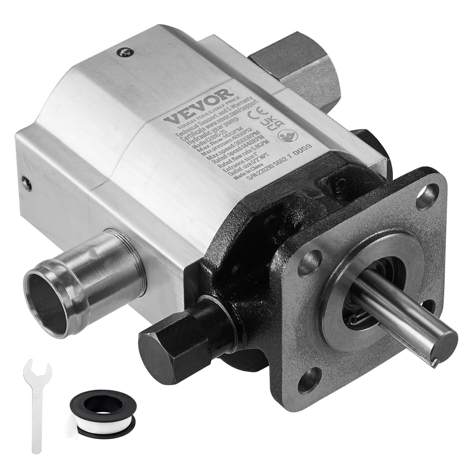 Bomba hidráulica para rajadora de leña 60 L/min bomba de rajadora de leña de 2 etapas 276 Bar entrada de 254 Cm salida NPT de 127 Cm 3600 rpm H