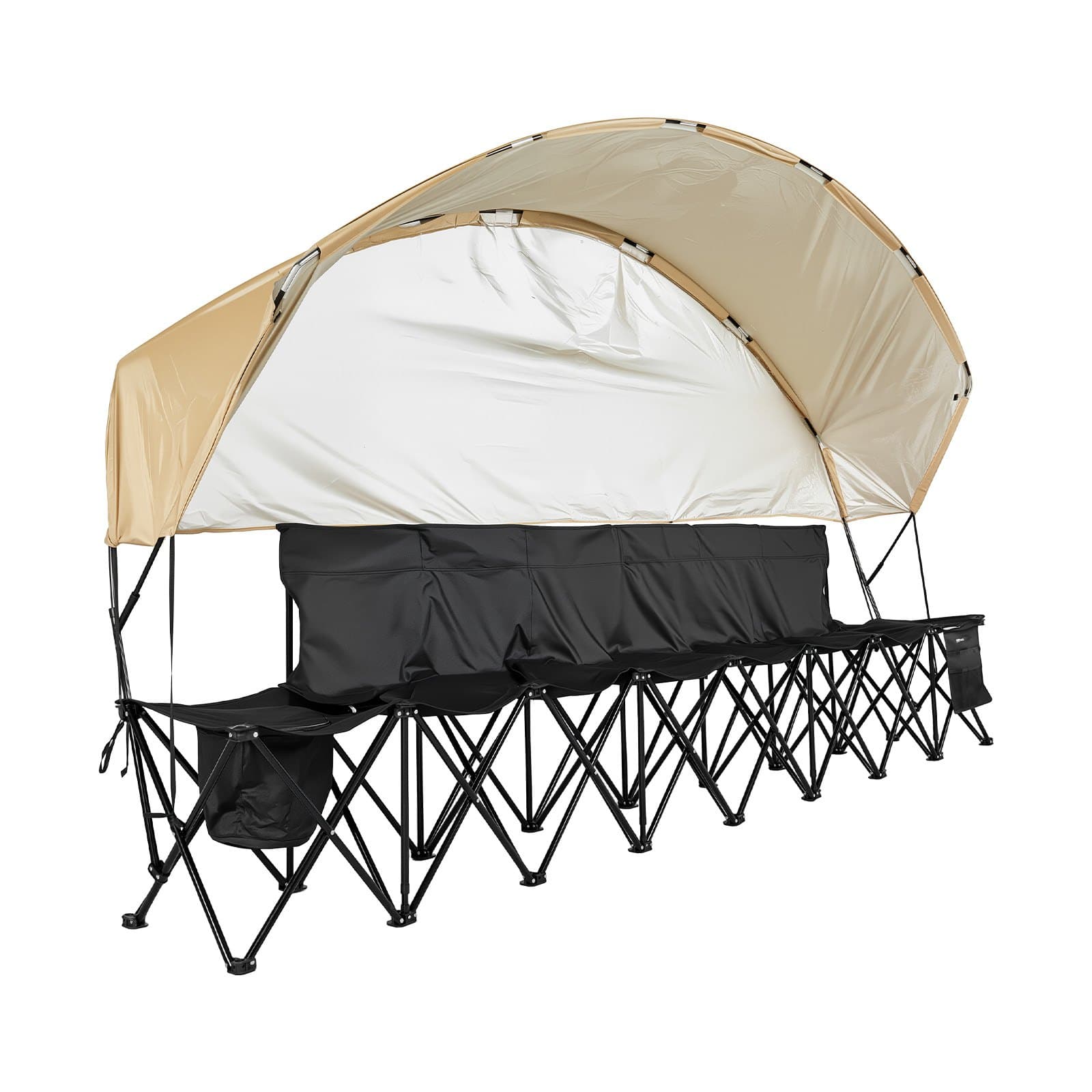 Banquette d'équipe portable banc de camping (6 personnes) avec poches latérales et sac de transport et toit de protection solaire banc pliable