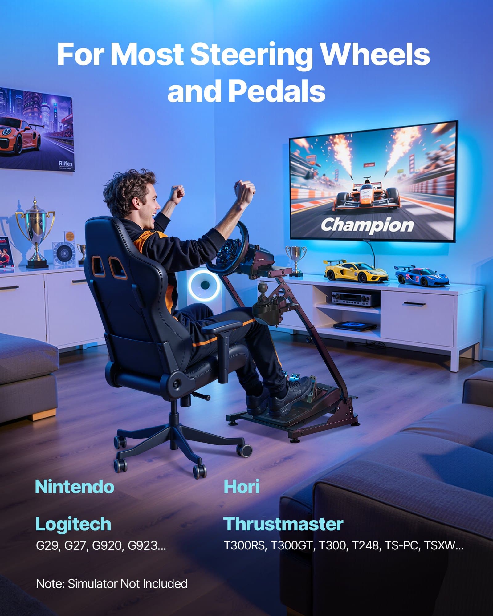 Support de volant réglable et pliable pour simulateurs