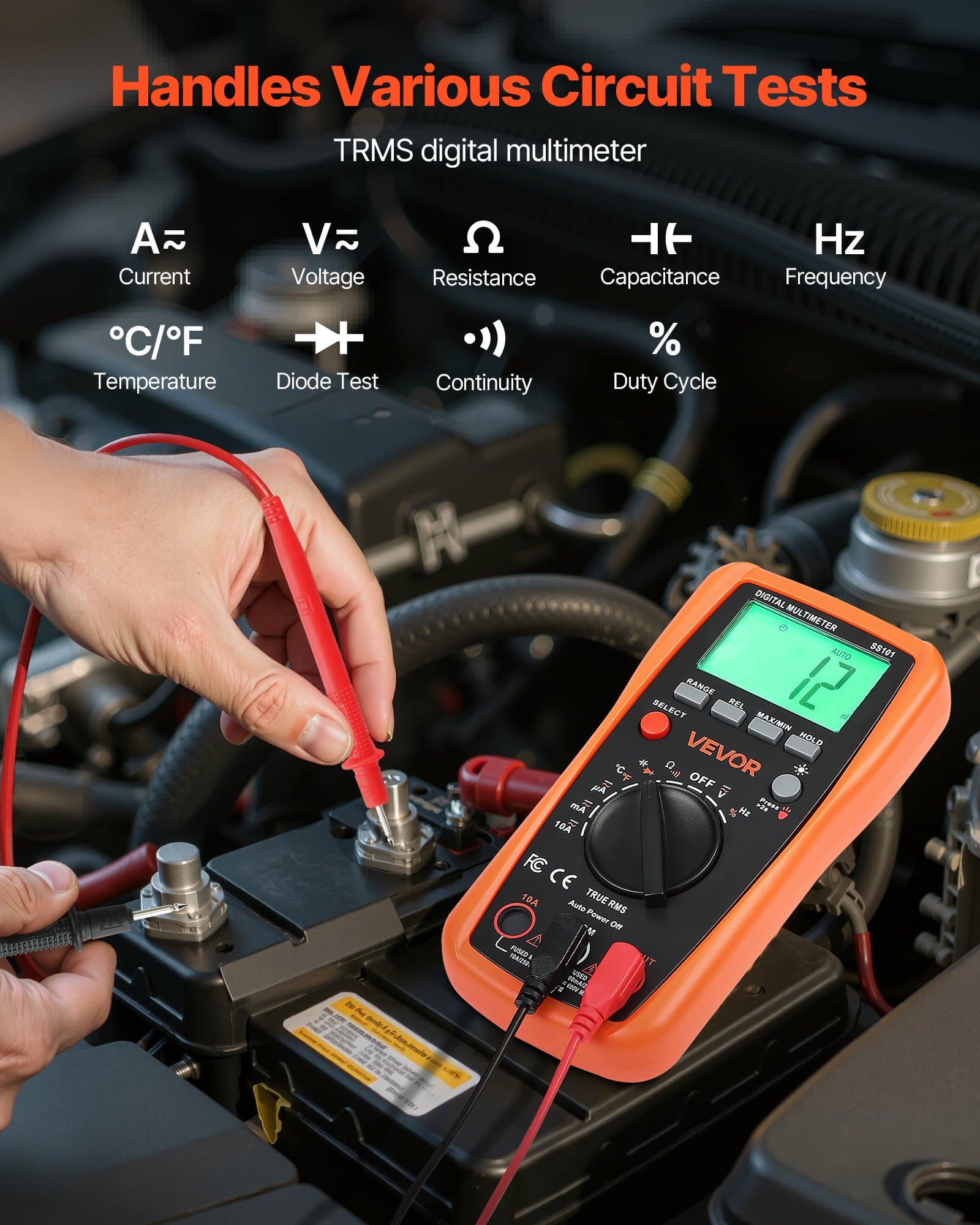 Multimètre numérique 4000 points TRMS DC/AC Voltmètre Stromtester Multimètre à gamme automatique Pour courant tension