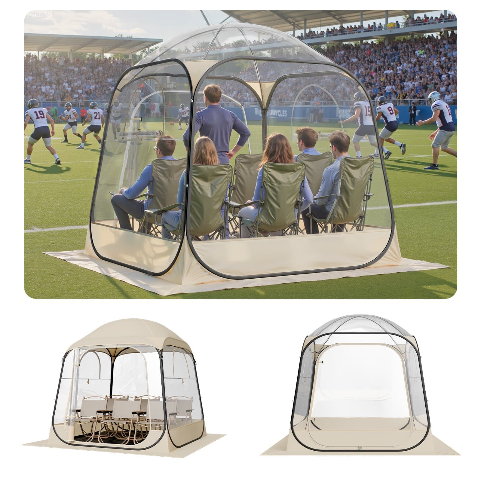 Tente pop-up transparente pour 5 à 6 personnes