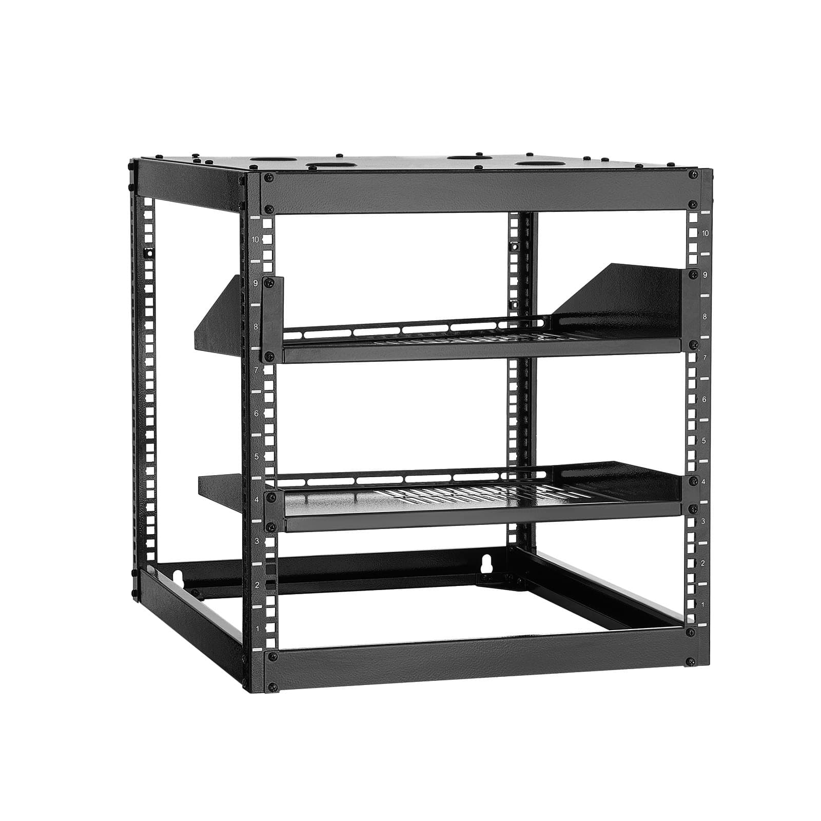 Rack réseau 10U à structure ouverte, profondeur 585 mm, mural ou sur pied