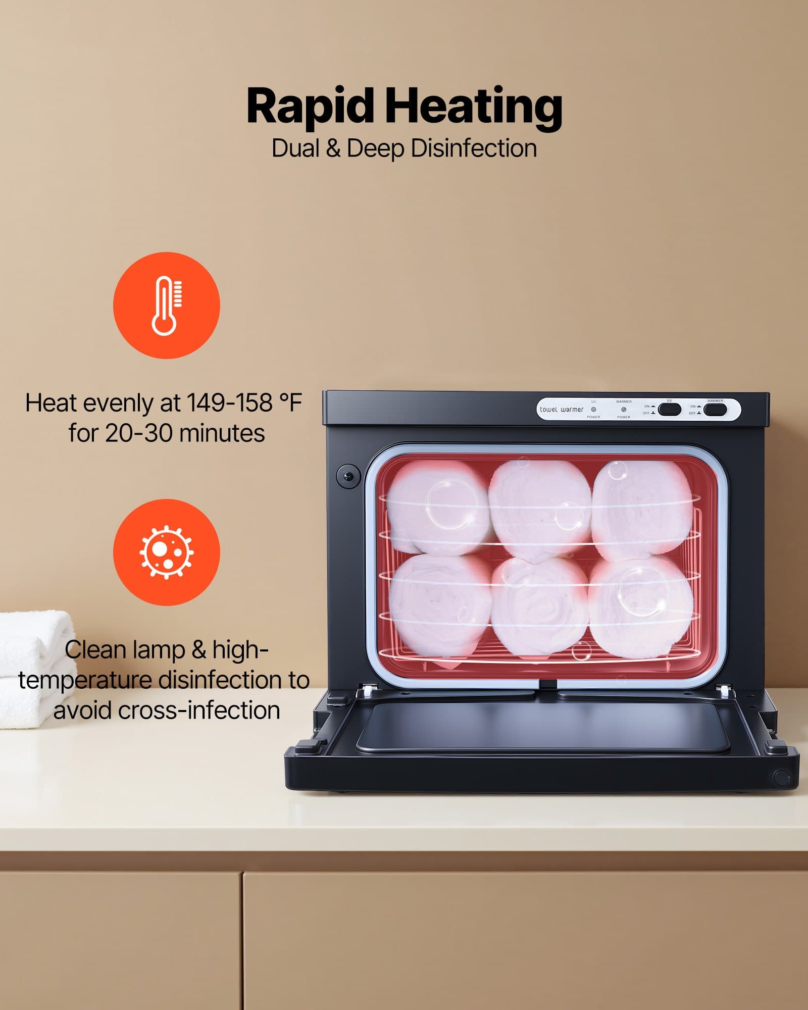Chauffe-serviettes vapeur avec structure inox, noir
