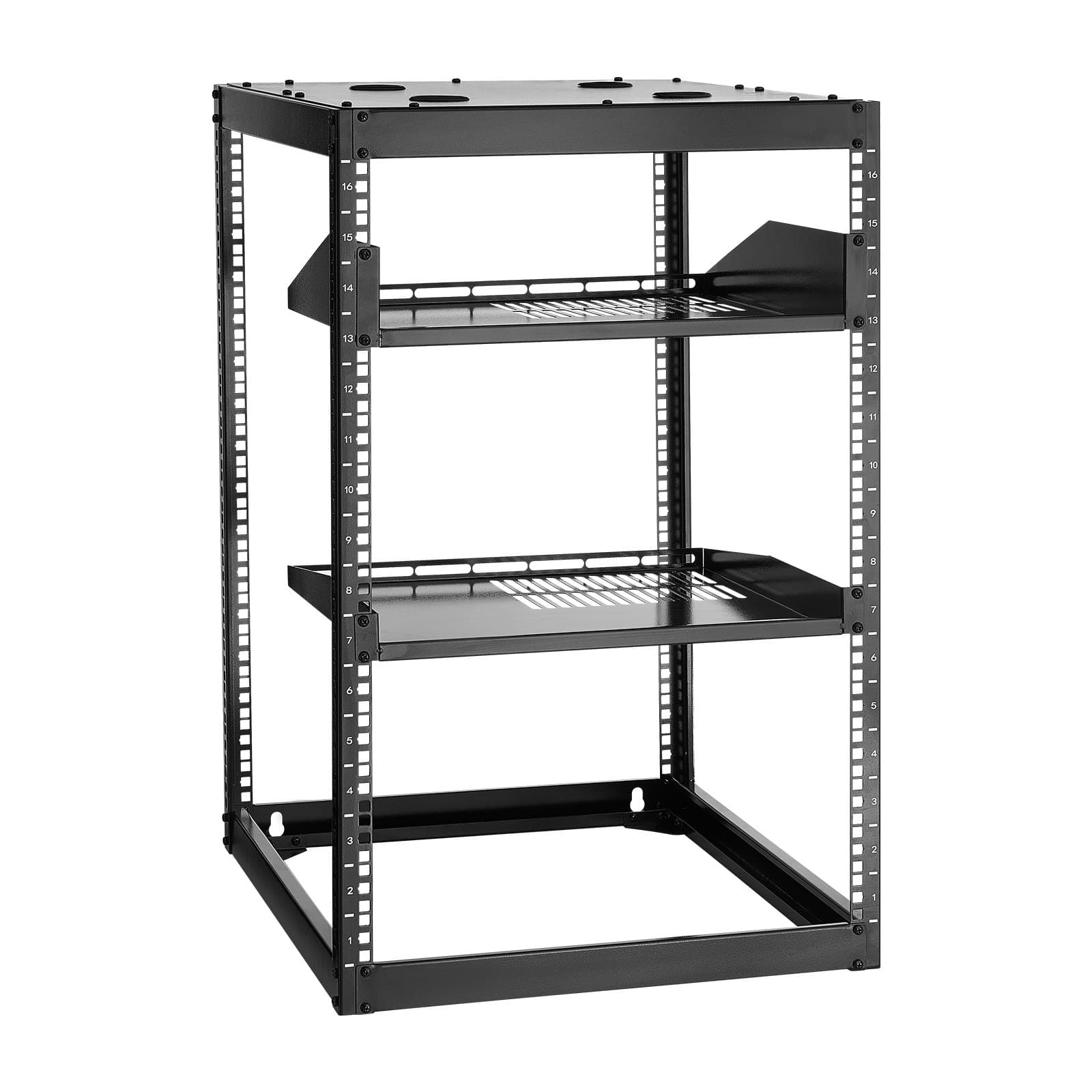 Rack réseau 16U à structure ouverte, profondeur 585 mm, mural ou sur pied