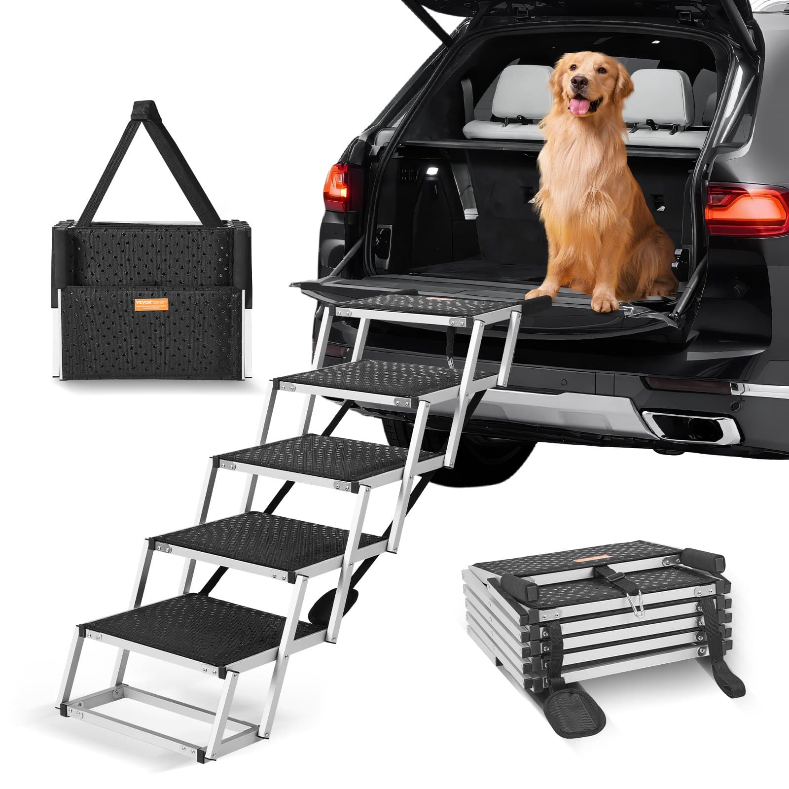 Faltbare Hundetreppe Alu 5 Stufen Auto