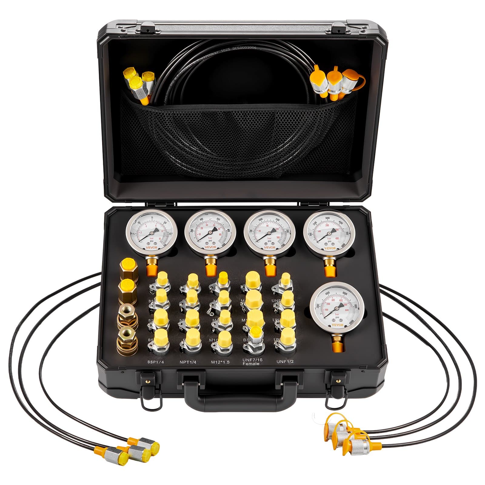 Hydraulikdruck-Testkit mit 5 Messgeräten und 20 Kupplungen