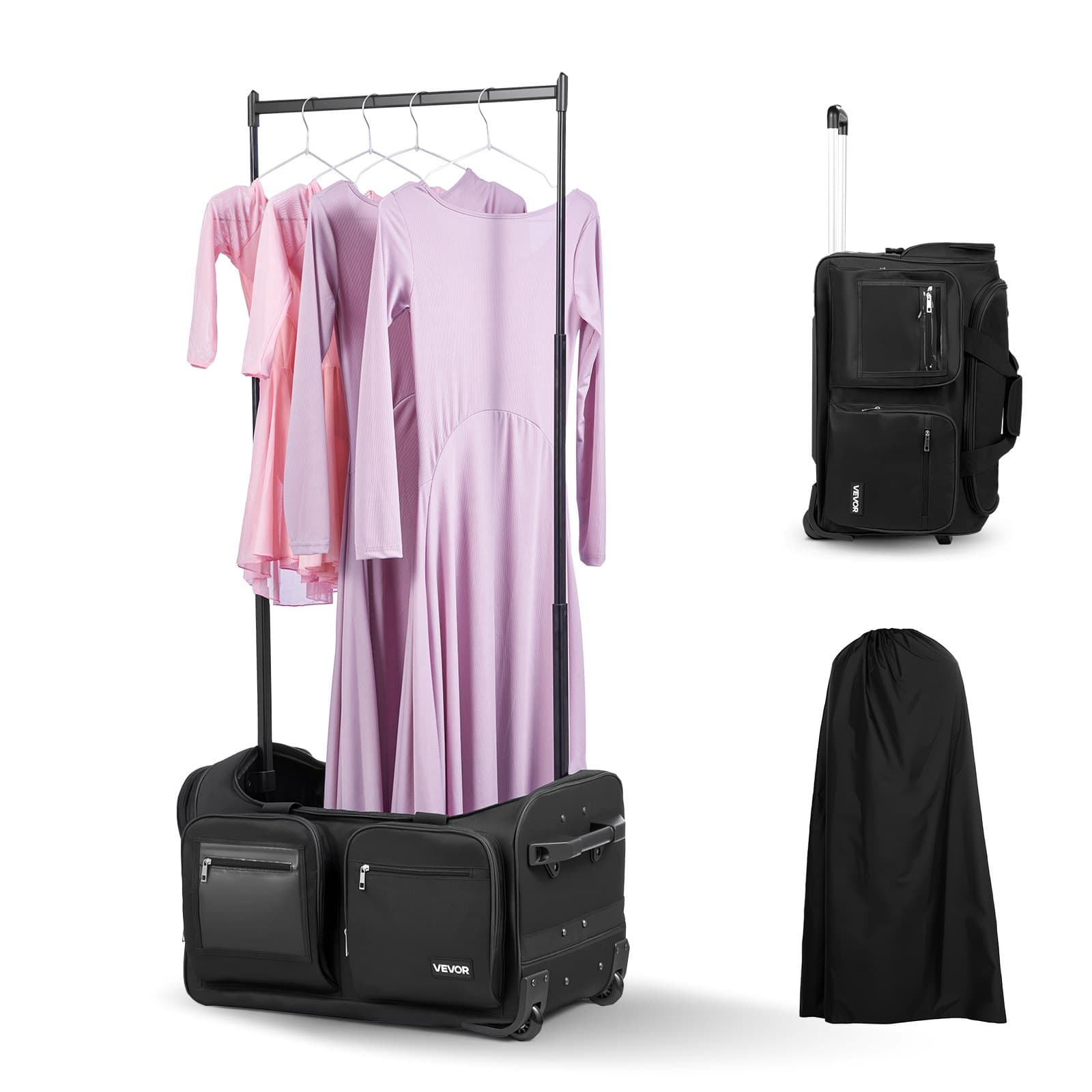 Rollkoffer-Tanztasche mit Kleiderständer und USB-Anschluss