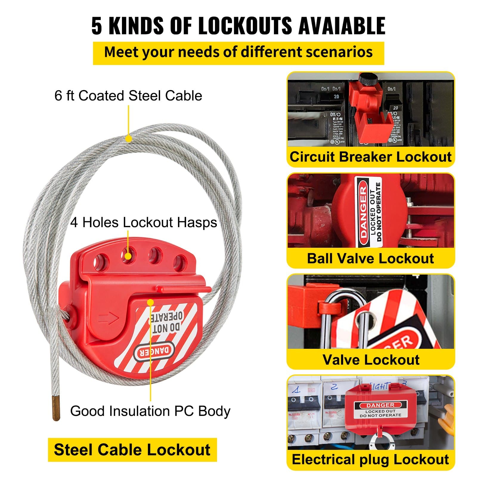 42-teiliges Lockout-Tagout-Sicherheits-Set mit Vorhängeschlössern