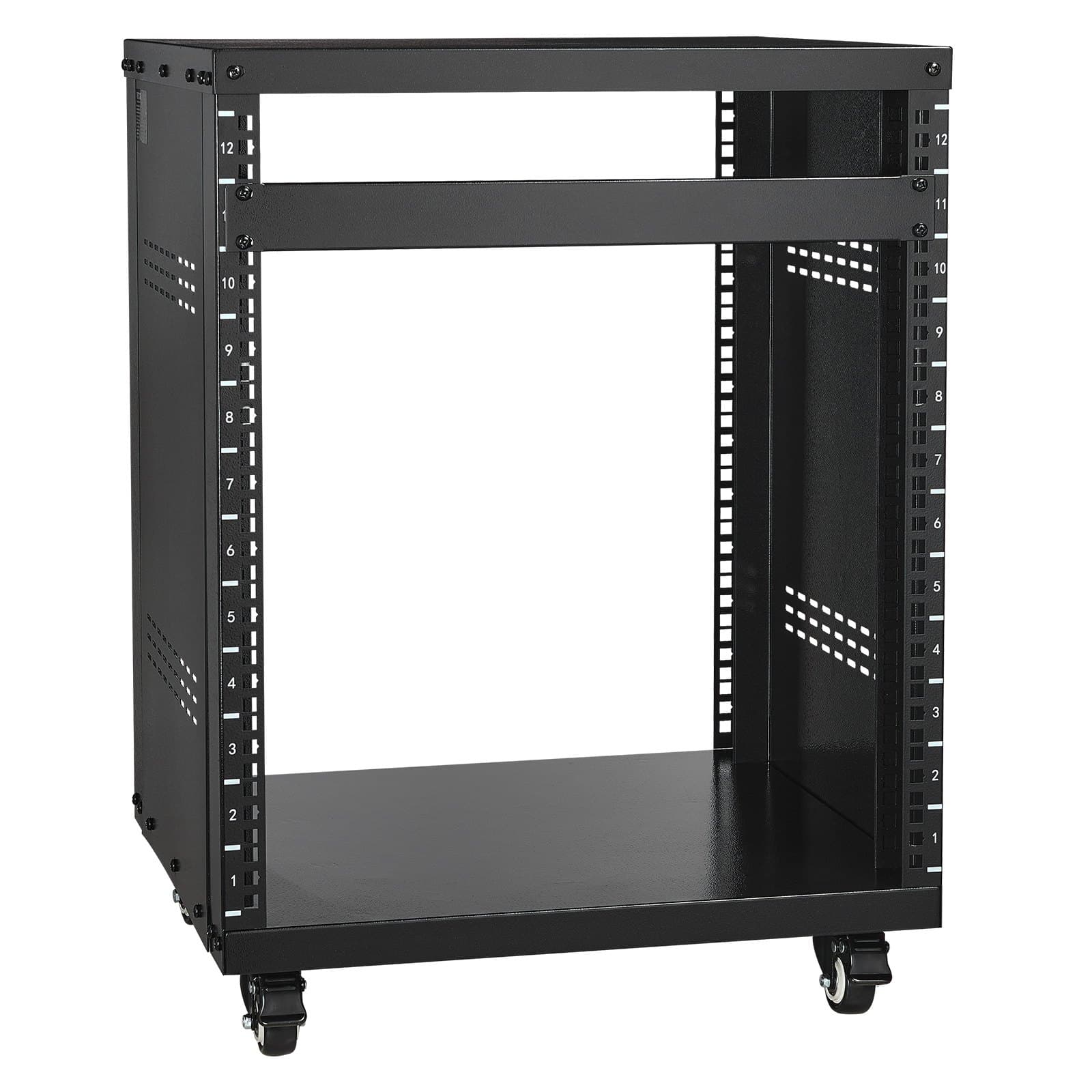 Support rack AV 12U sur roues pour réseau et studio