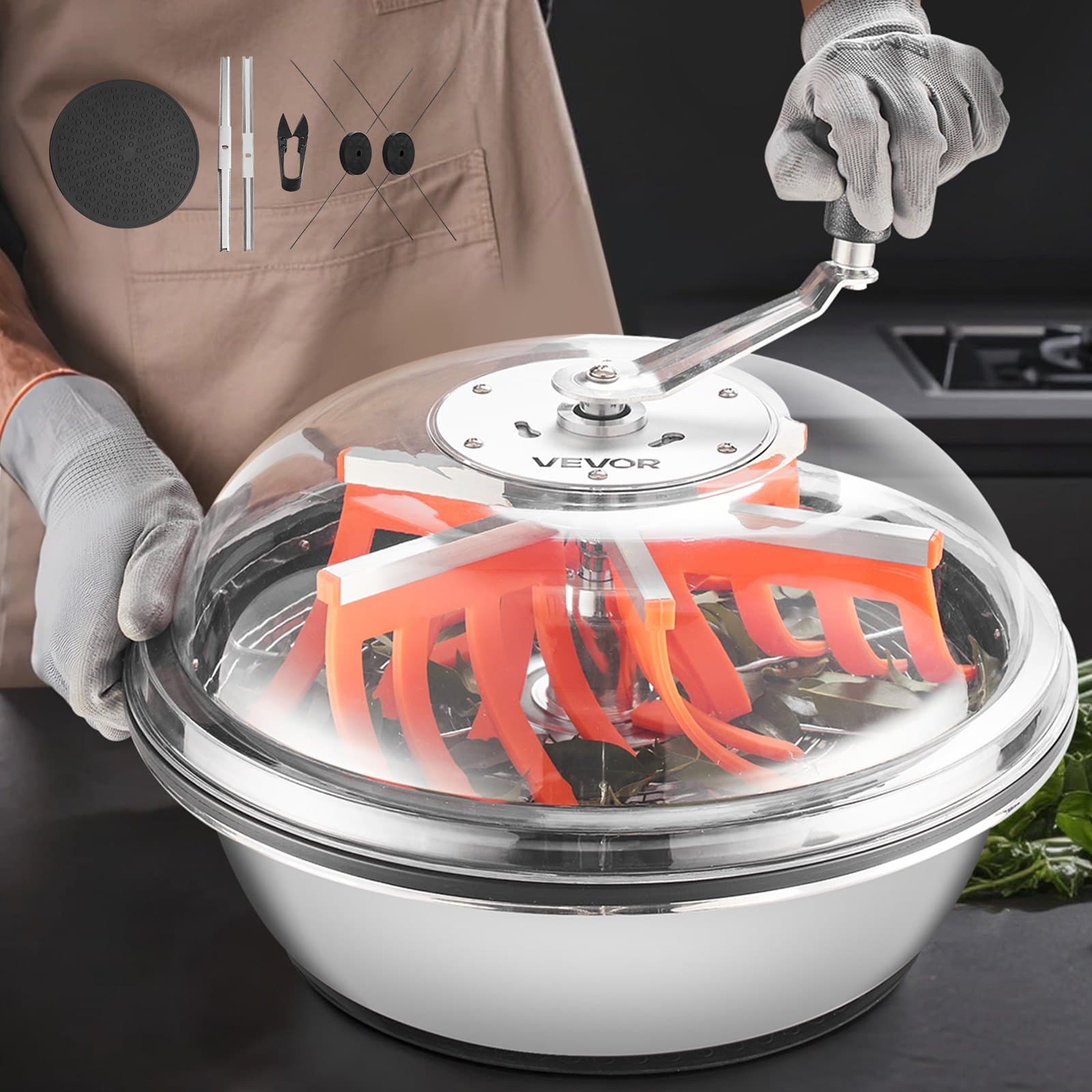 Macchina manuale per la raccolta con lame in acciaio inox, 42 cm