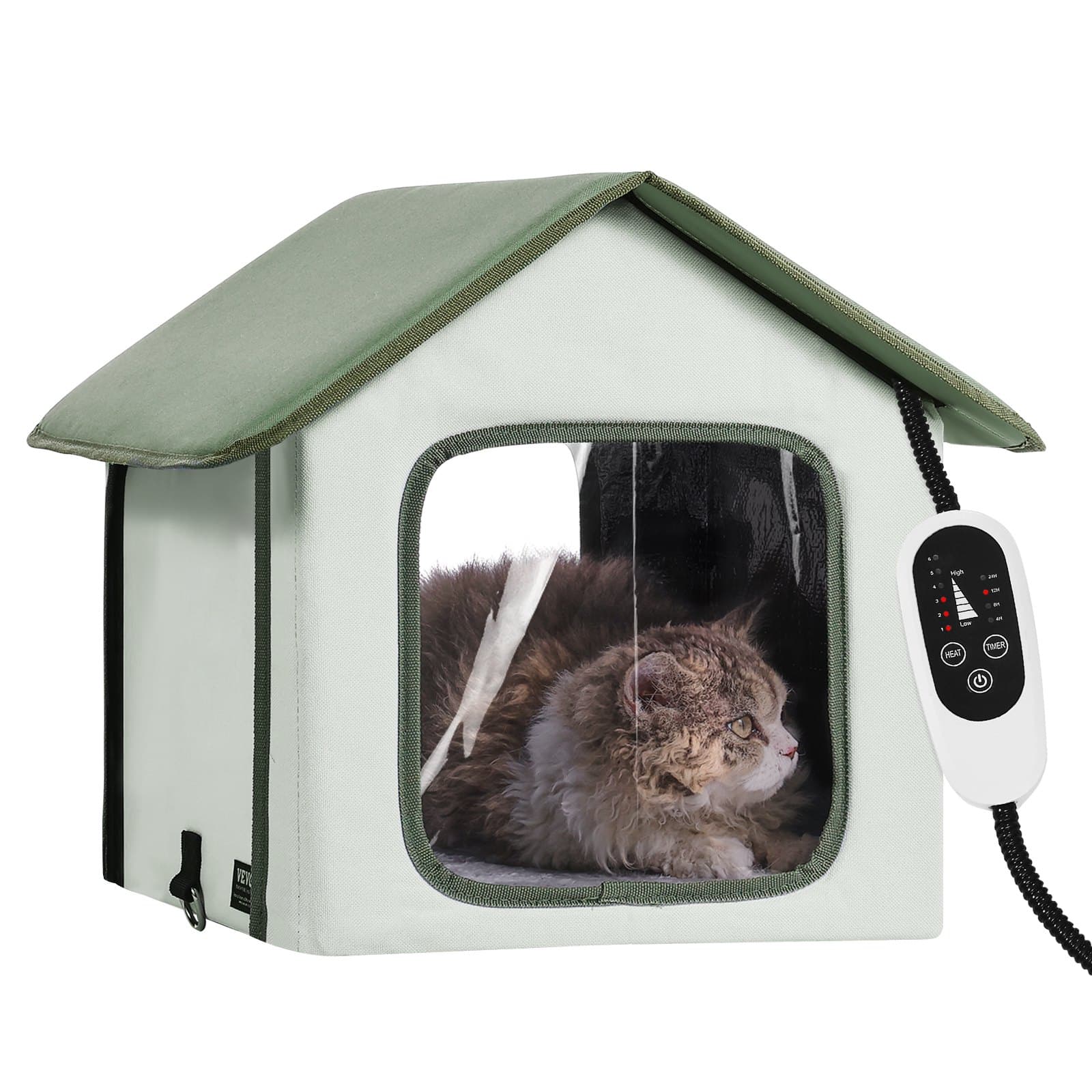 Erhöhtes beheiztes Katzenhaus für draußen, faltbar