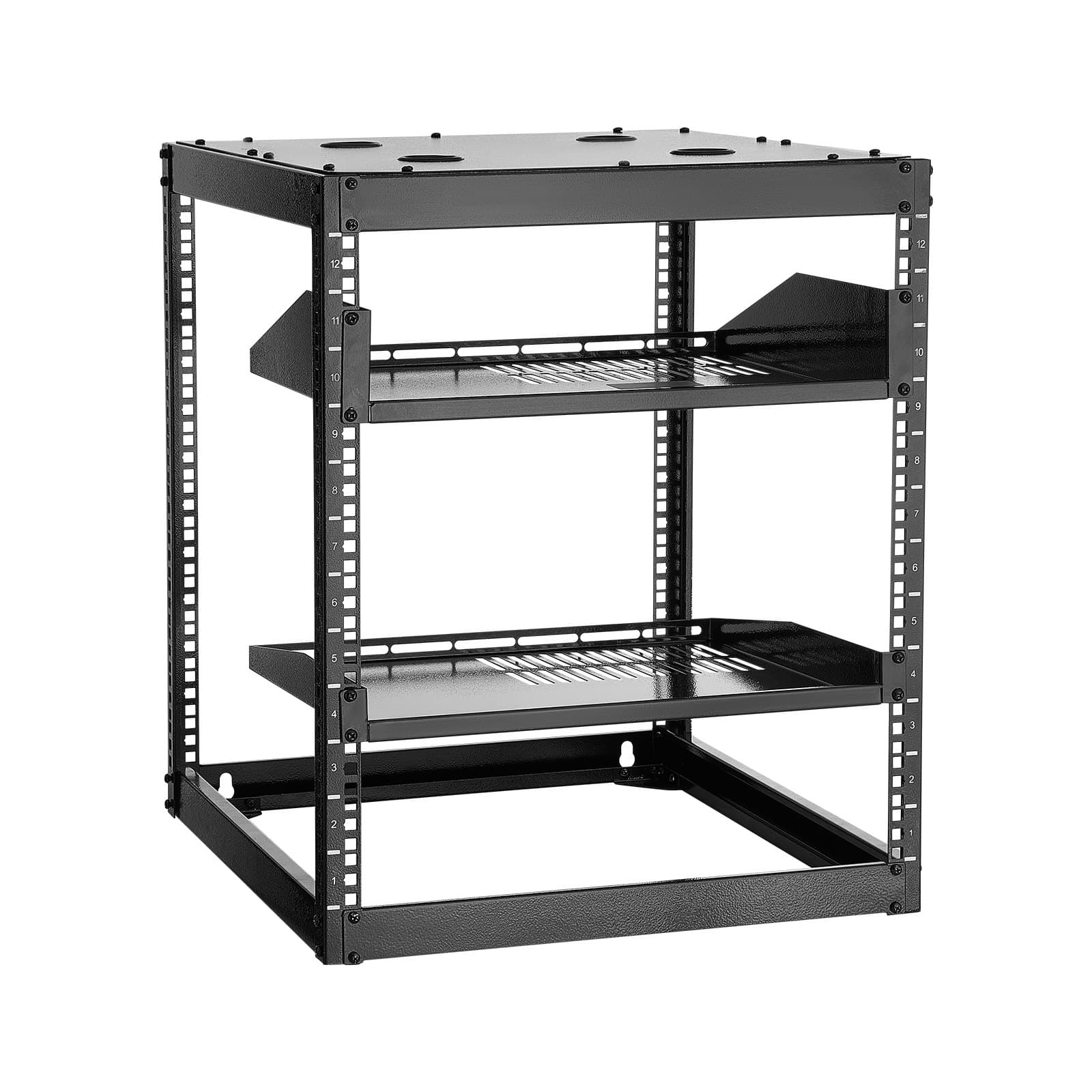 Rack réseau 12U à structure ouverte, 585 mm de profondeur, mural ou sur pied