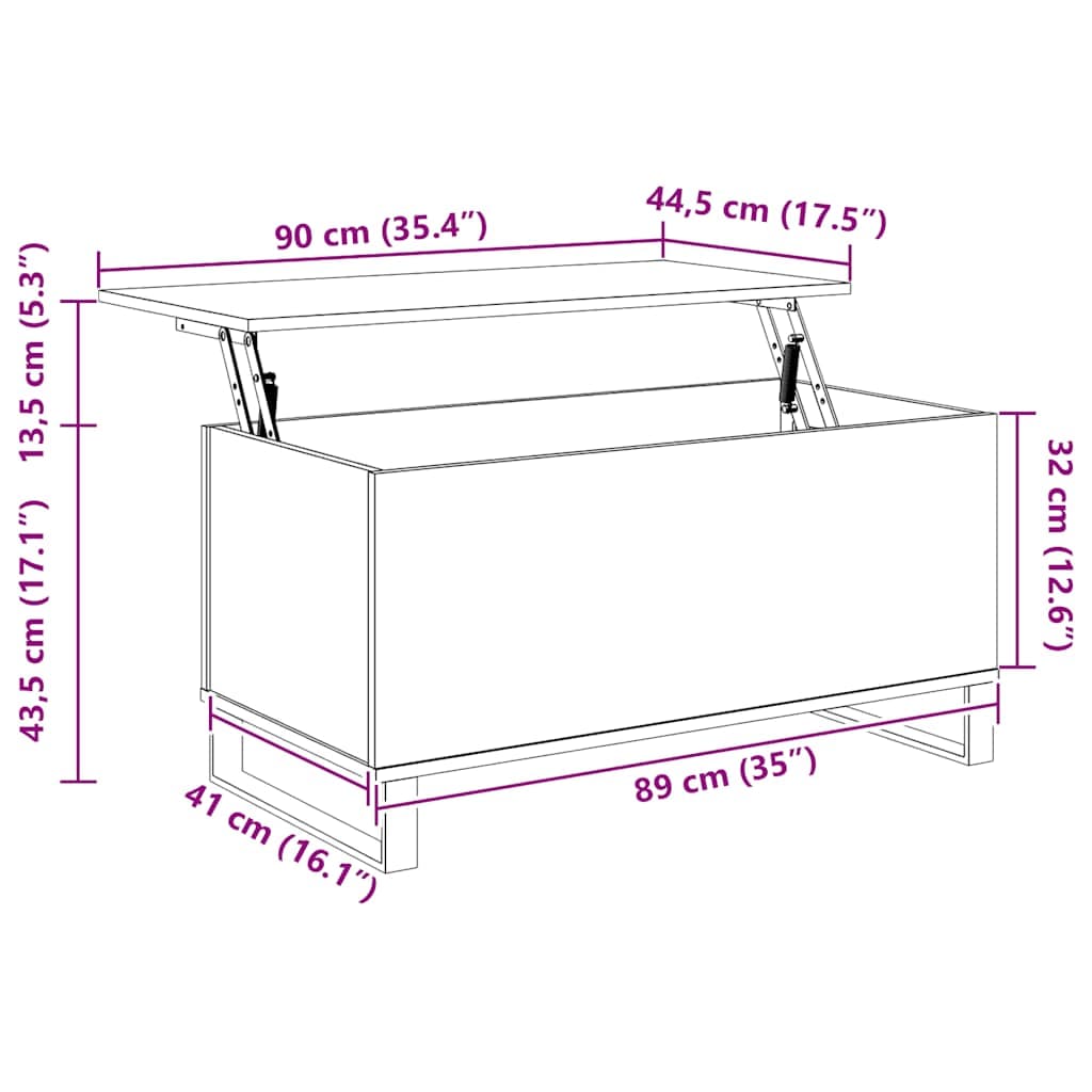 Couchtisch Eichenoptik 90 x 44 cm