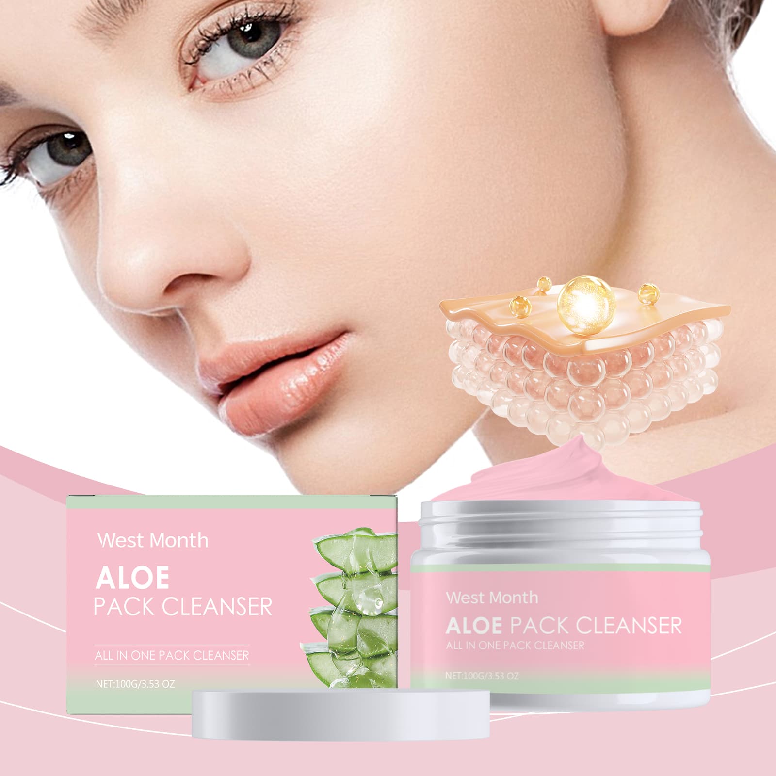 Aloe Reinigungsgel von West&Month - Reinigt sanft Poren, peelt und glättet die Haut