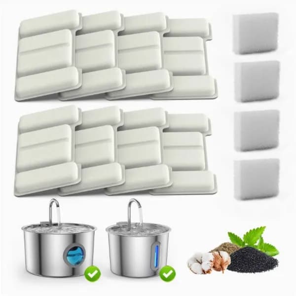 Ersatzfilter-Set für Edelstahl-Trinkbrunnen für Haustiere, 8 Teile