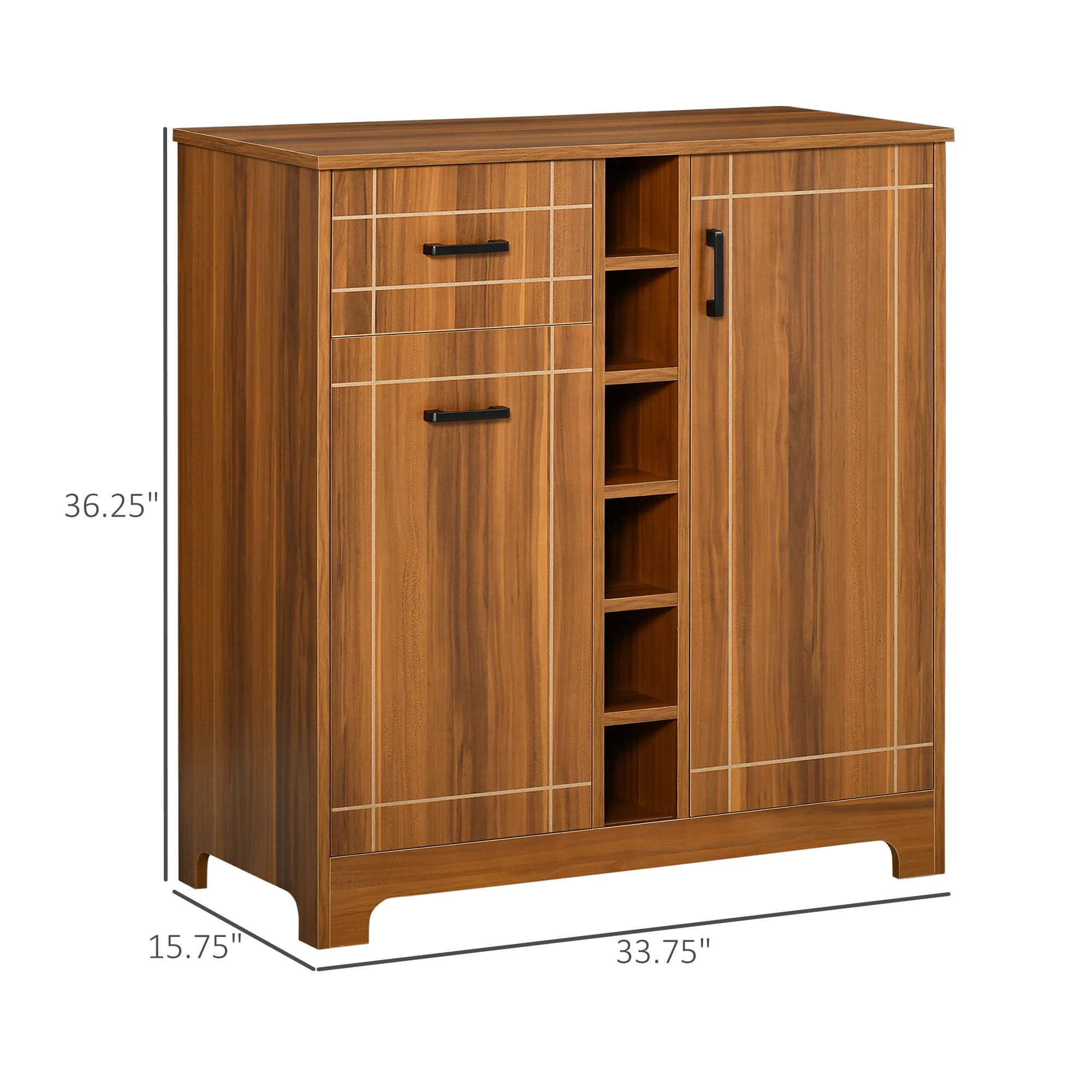 Retro-Weinkühlschrank für 6 Flaschen, Weinschrank Sideboard mit Glashaltern und 1 Schublade, braun