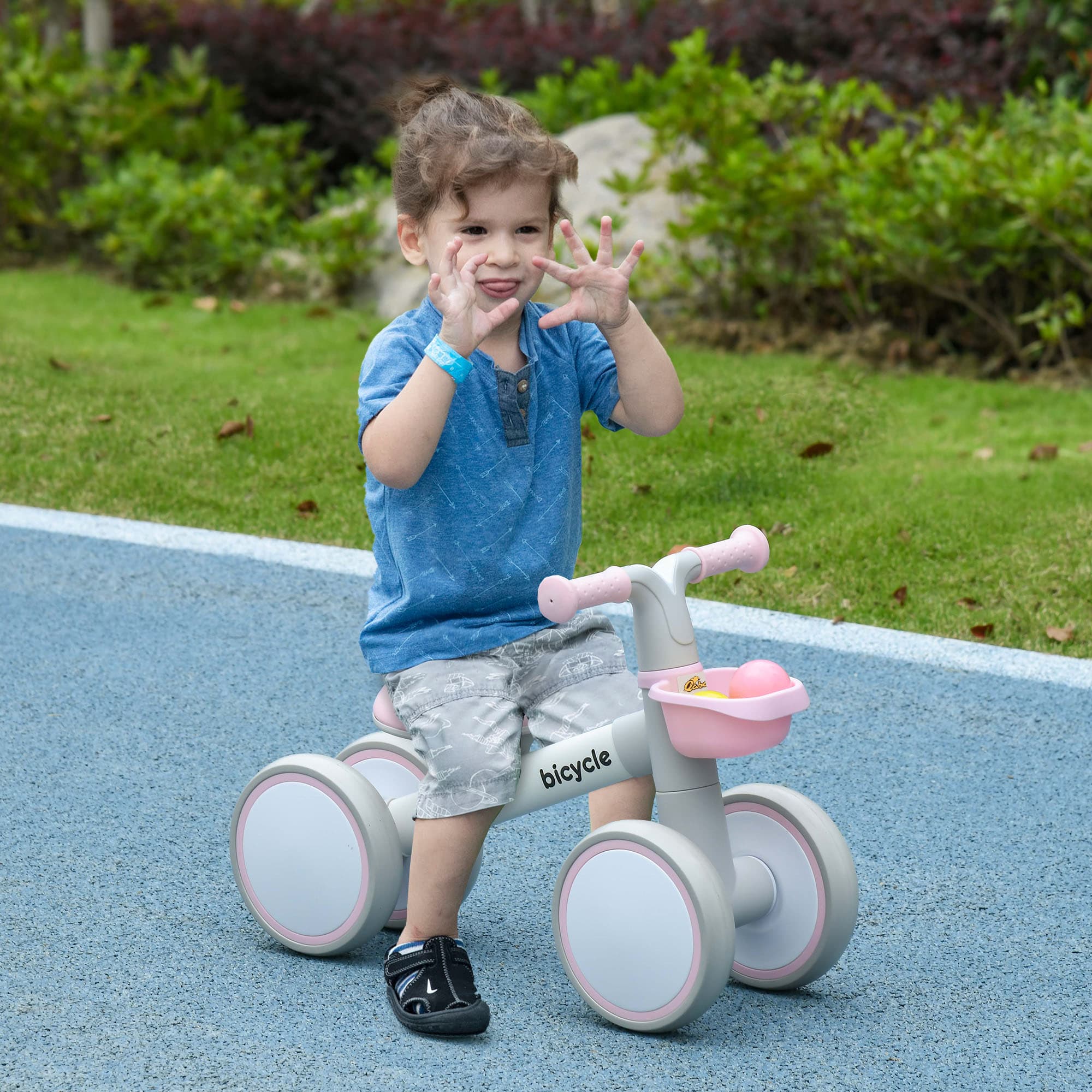 Balance Bike für Kleinkinder 1-3 Jahre, verstellbare Sitzhöhe, leisen Reifen, kein Pedal, Rosa