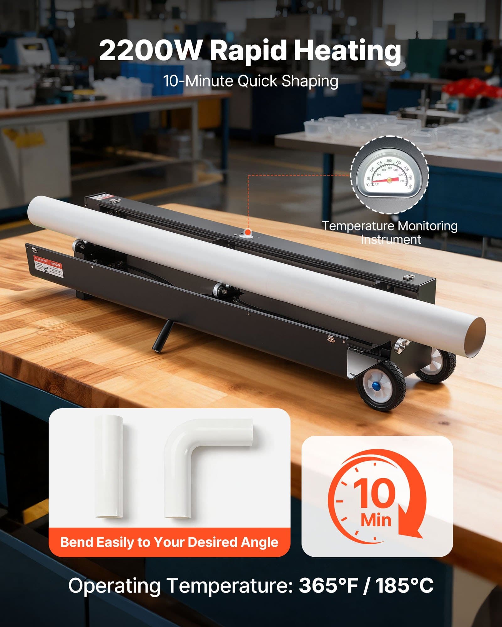 Electric PVC Conduit Heater, 1/2" To 4", 2200W Rapid And Even Heating, PVC Bender Heater Pipe Bending Tool With Carrying Handle, Easy To Use, For Cons