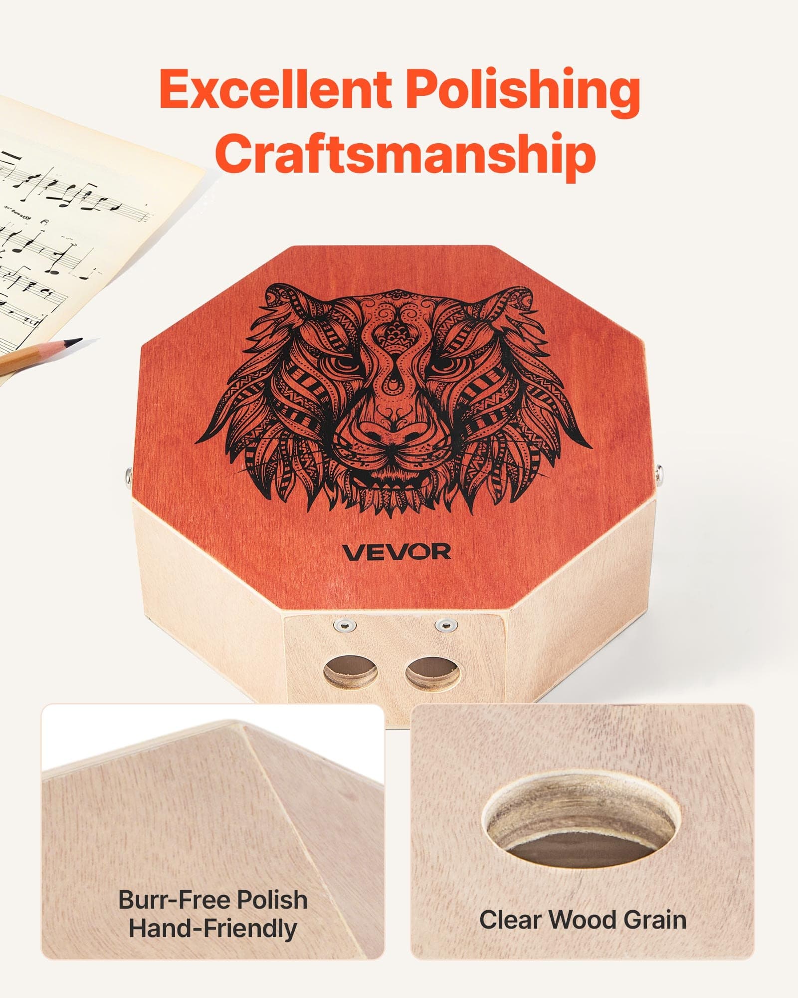 Einzigartige Cajon Box Drum mit interner Gitarrensaite, tragbar, Birkenholz