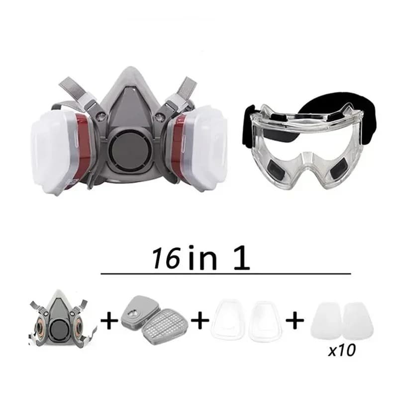 Support pan European shipping-6200 Respirator Mask 7-Piece Set,6200 Anti-Dust Toxic Gas Mask With 8 Filter Pads & Goggles,Reusable Face Cover For Pain