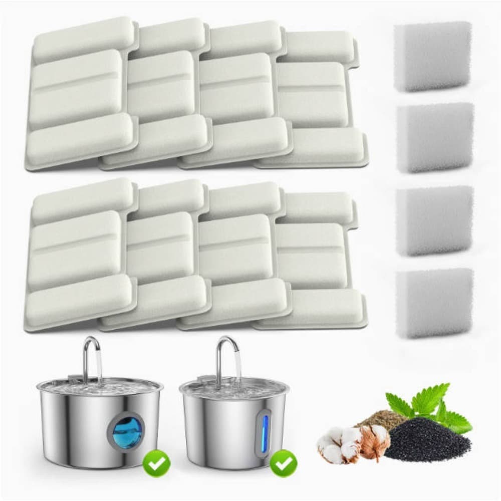 Wasserfilter-Set für Edelstahl-Tränken, 8 Filter + 4 Schwämme