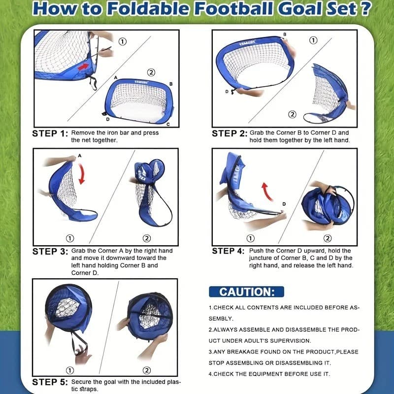 Pan-Europäischer 4-in-1-Fußballtorfeld-Pop-Up-Soccer-Training-Netz-Tragetasche für Kids
