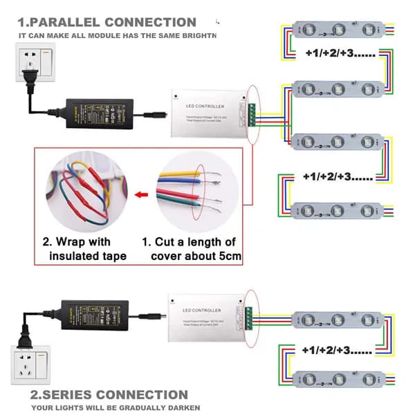 Modulo luce LED RGB SMD 5050 a 3 LED 12V per segnaletica, lettera, lampada canale, vetrina negozio - Tk&temu Ordini per ritiro in negozio